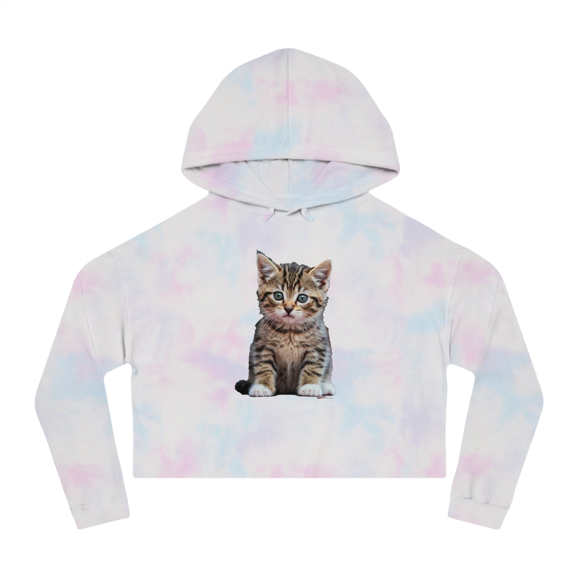 Cute Kitty Womens Cropped Hooded Sweatshirt