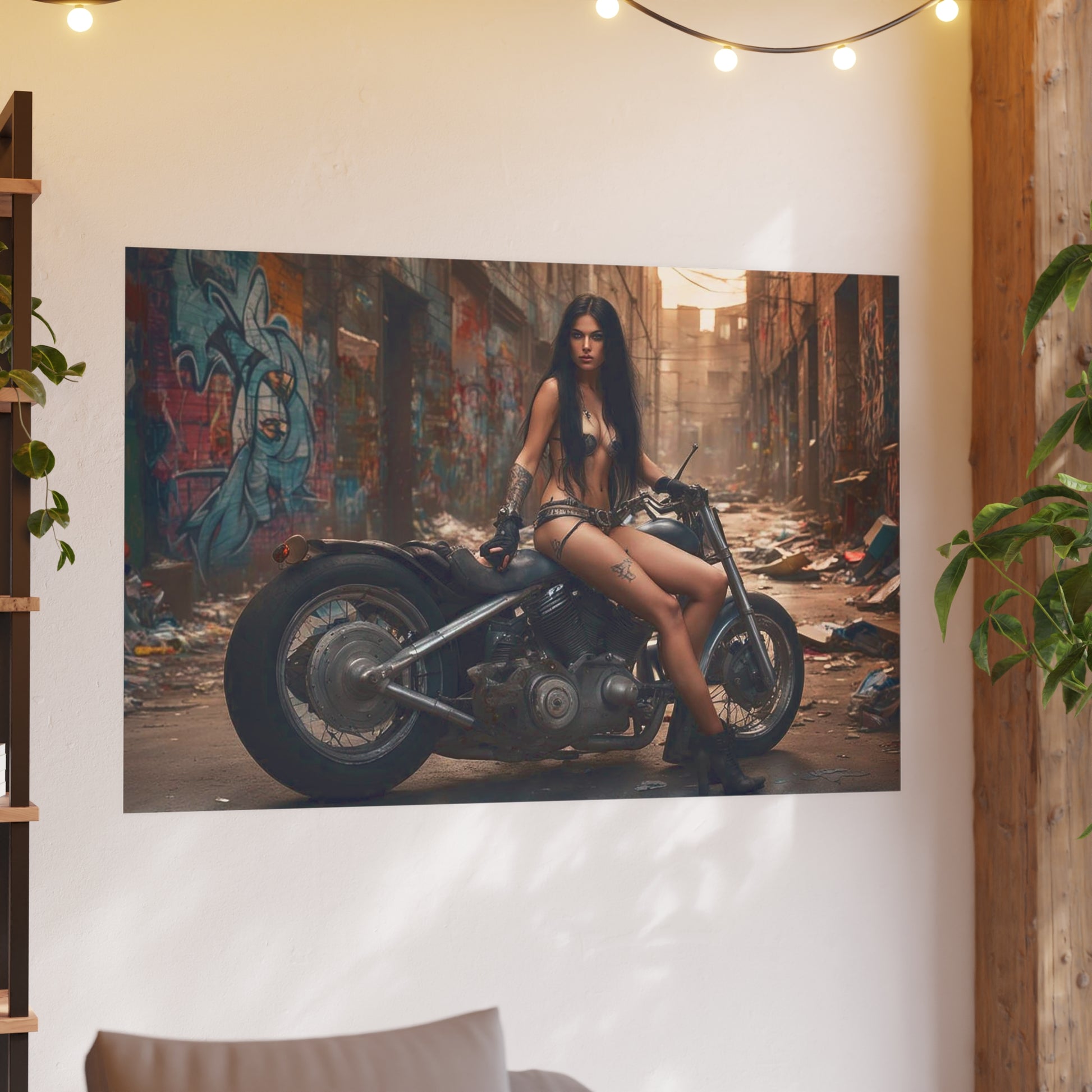 Dystopian Biker Girl Satin and Archival Matte Poster