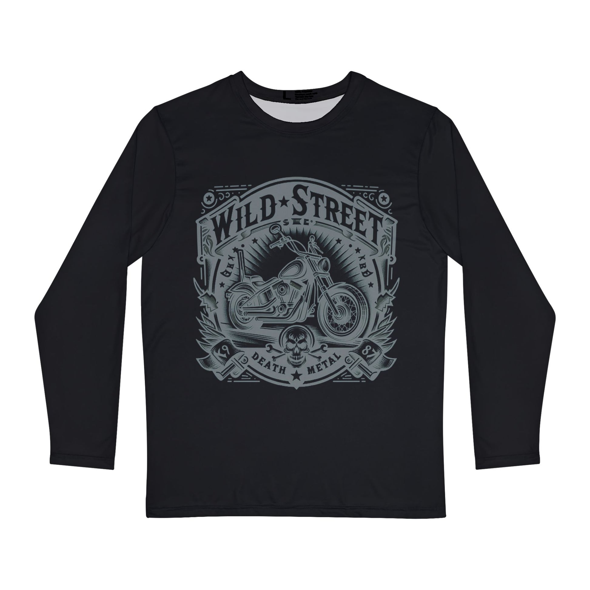 Wild Street Biker-Men's Long Sleeve Shirt (AOP)-Black