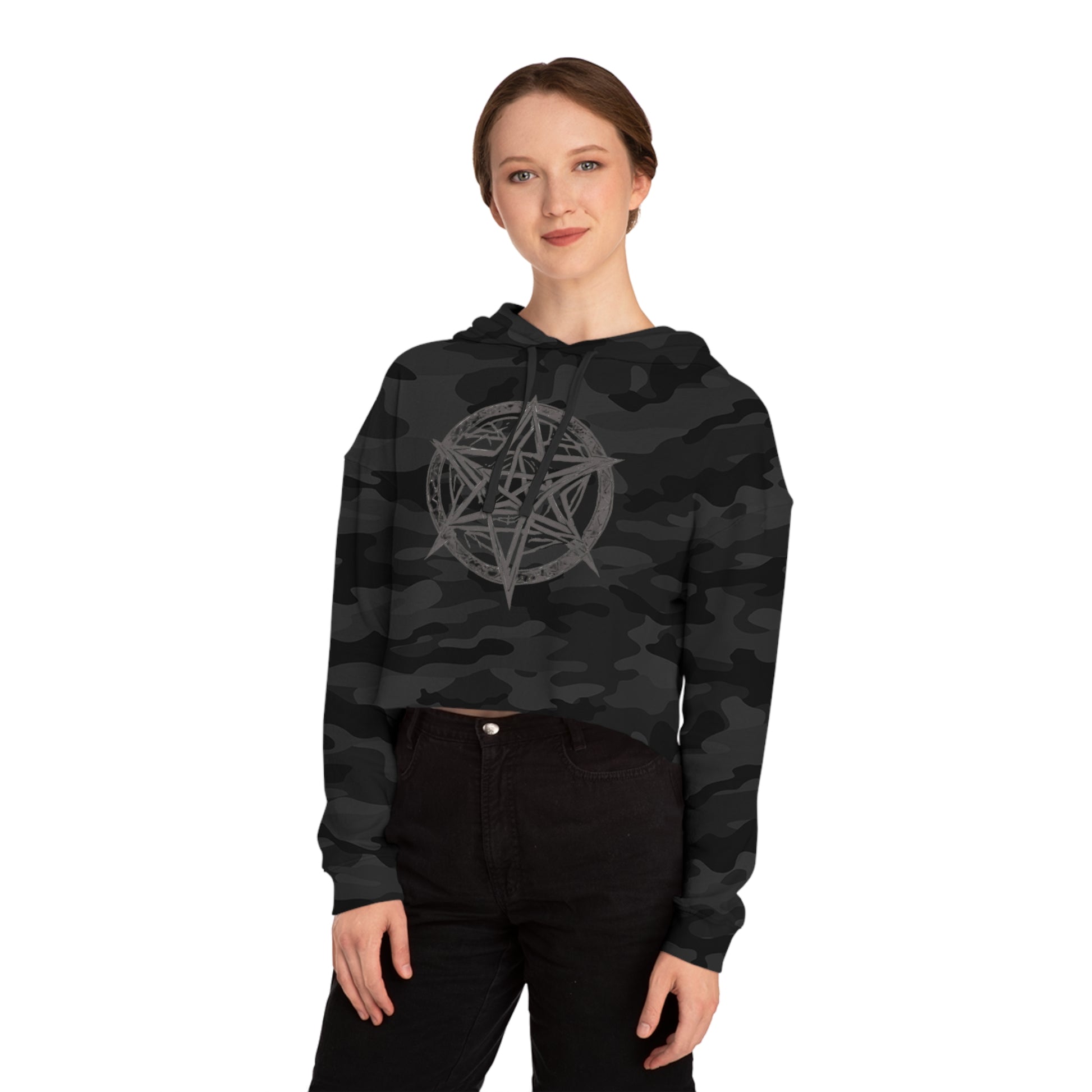 Pentagram Womens Cropped Hooded Sweatshirt