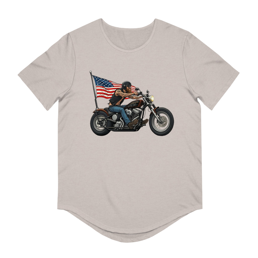 American Biker Curved Hem Tee-Motorcycle Freedom Tee