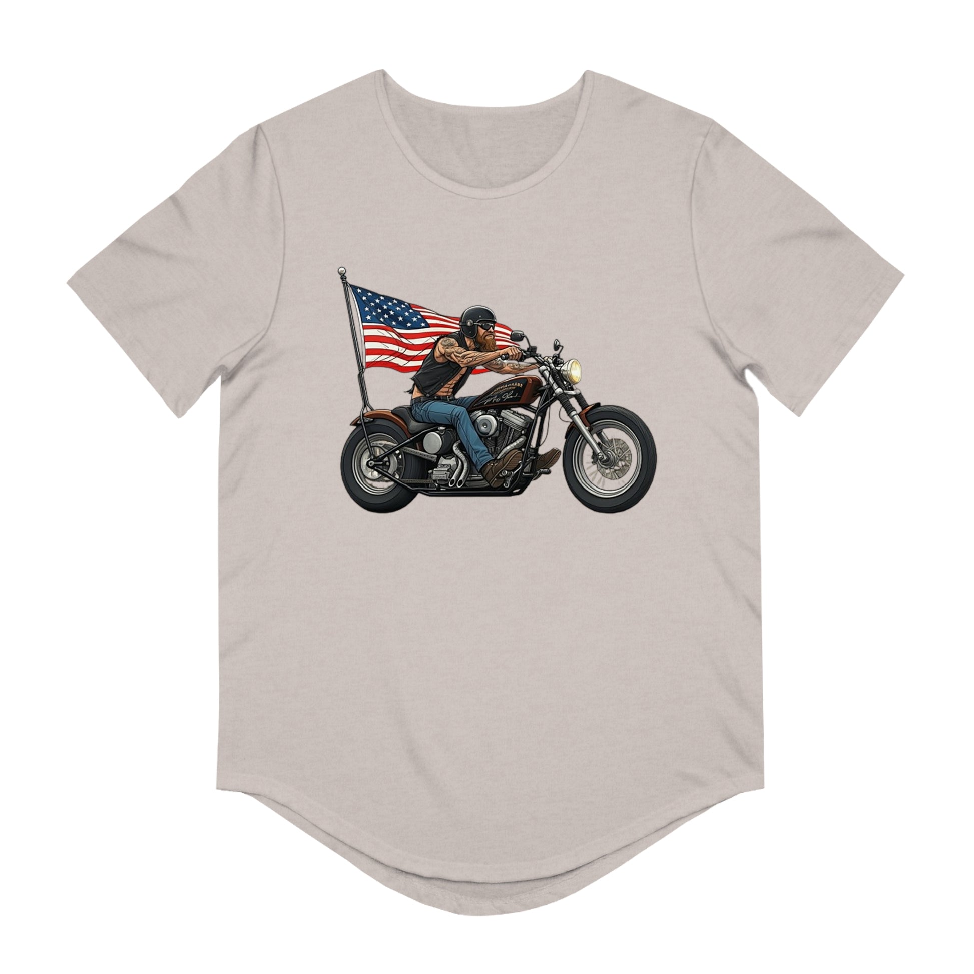 American Biker Curved Hem Tee-Motorcycle Freedom Tee