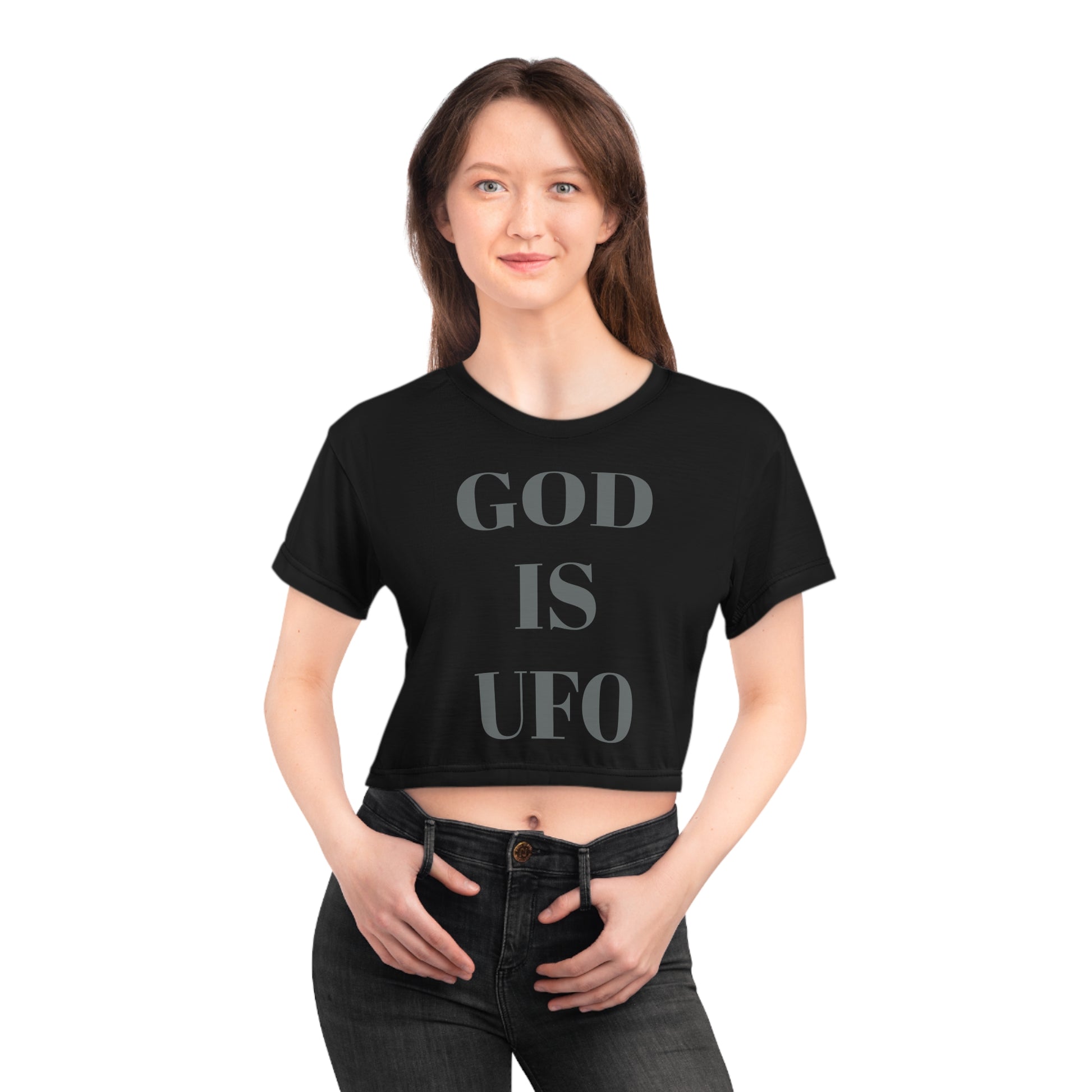 God is UFO Crop Tee (AOP)