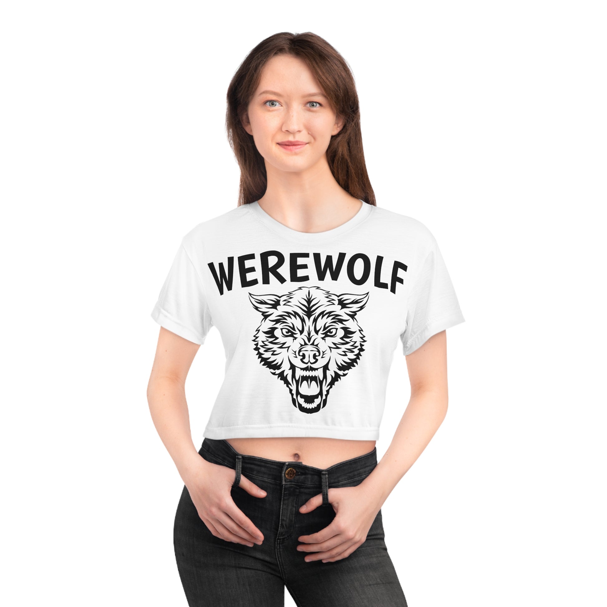 WEREWOLF white AOP Crop Tee