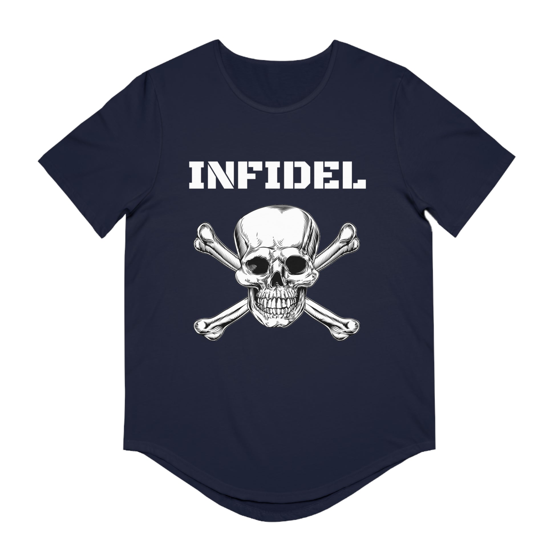 Skull and Crossbones-Infidel Skull Design, Casual Streetwear, Edgy Style, Unique Fashion Statement
