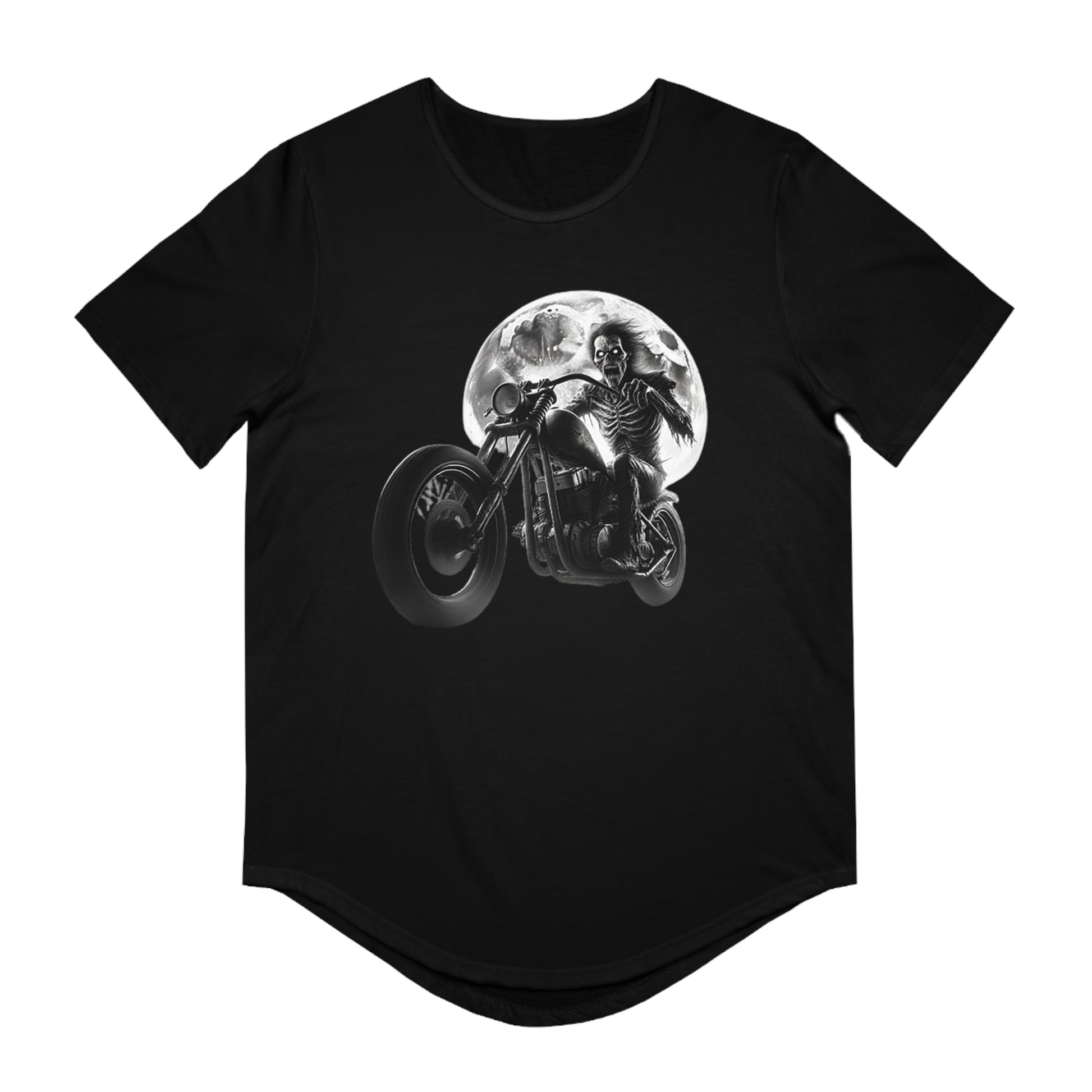 GHOST RIDER FULL MOON-Men's Jersey Curved Hem Tee