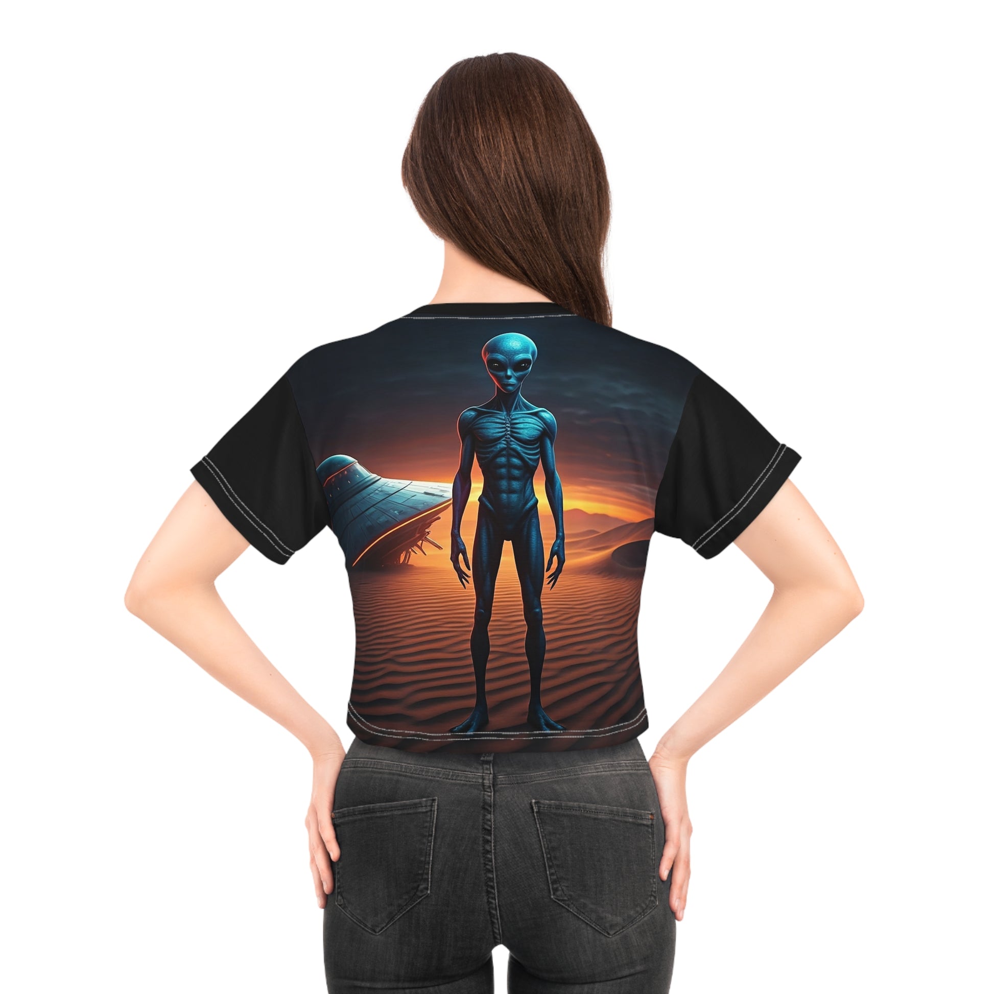 God is UFO Crop Tee (AOP)