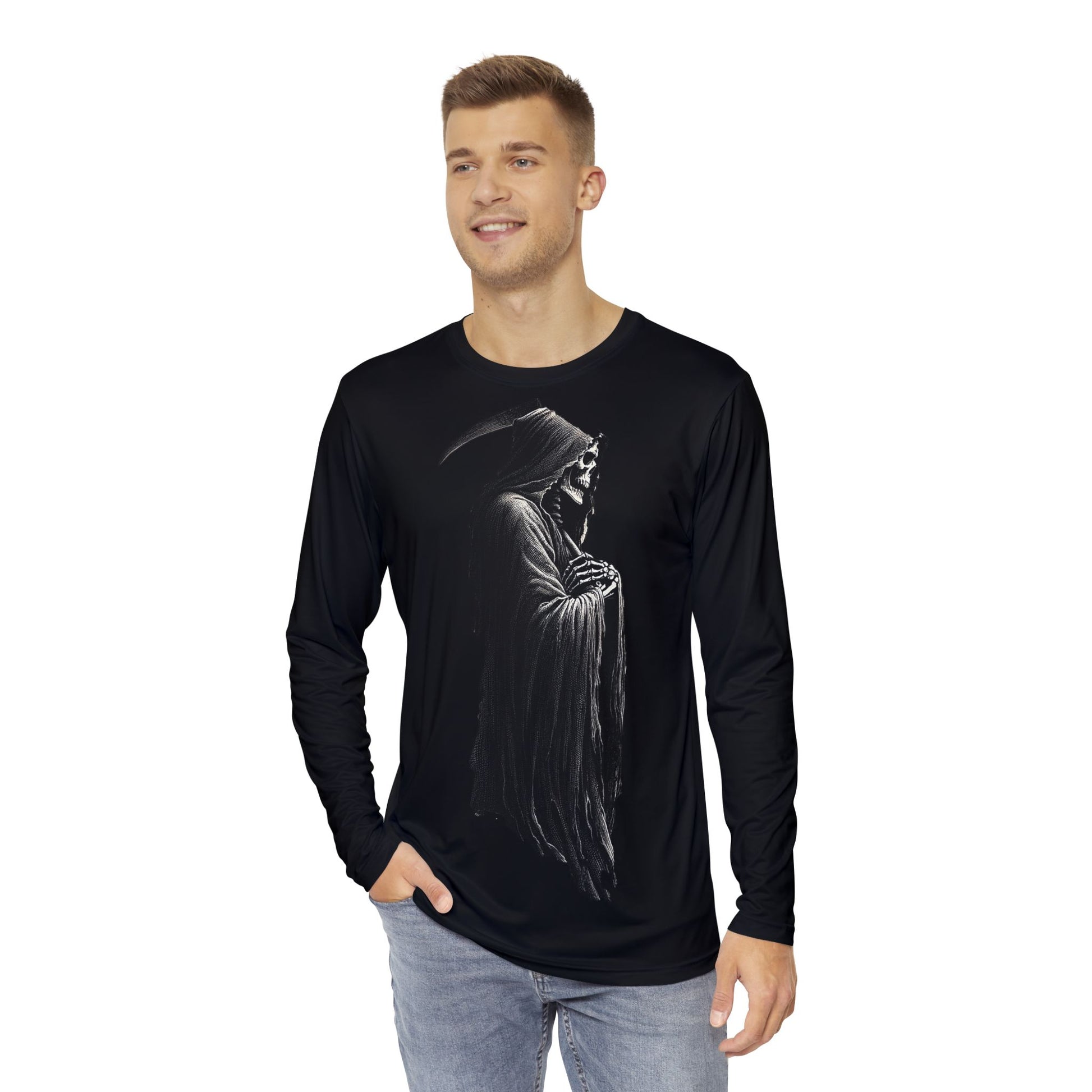 The Death Watcher-Men's Long Sleeve Shirt (AOP)