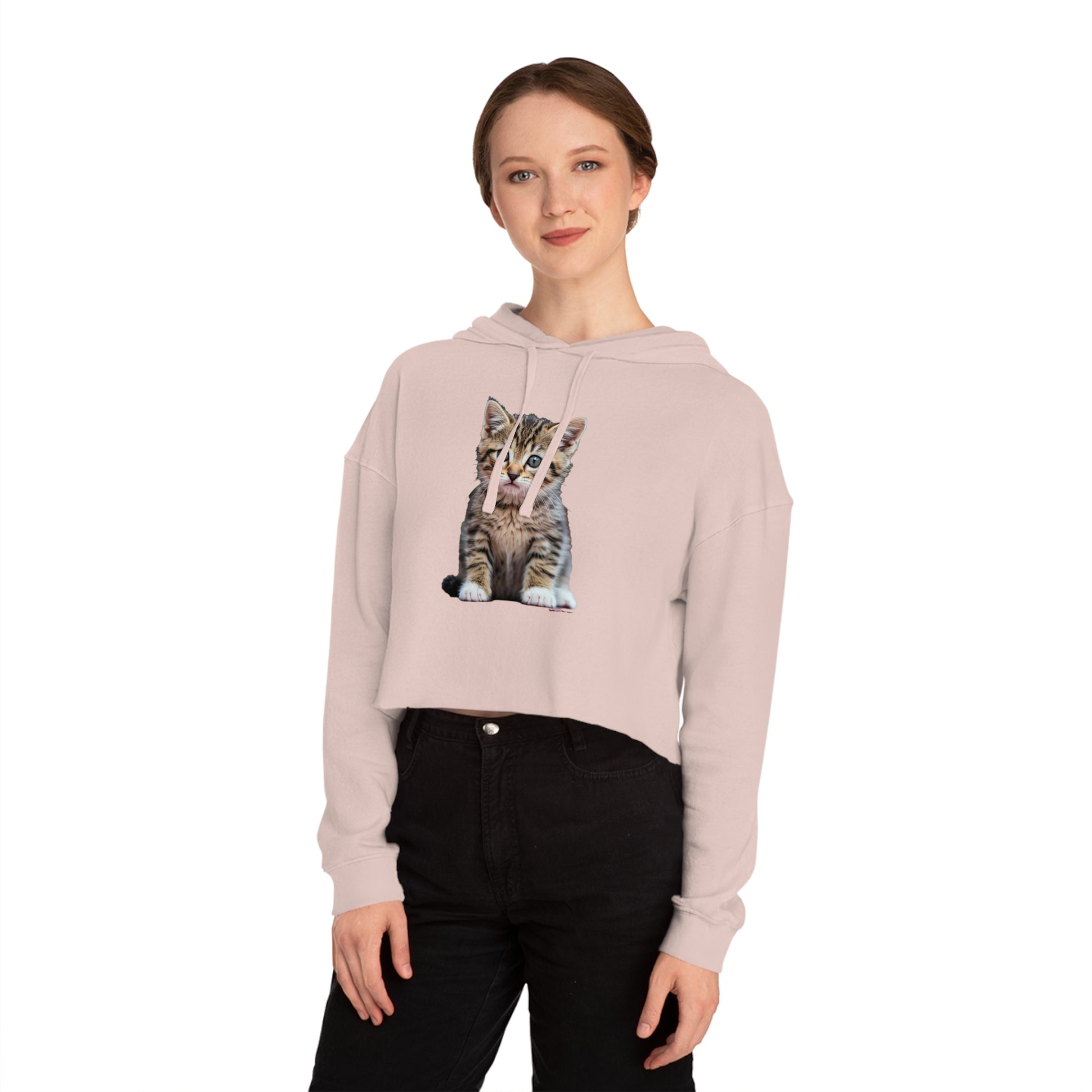 Cute Kitty Womens Cropped Hooded Sweatshirt