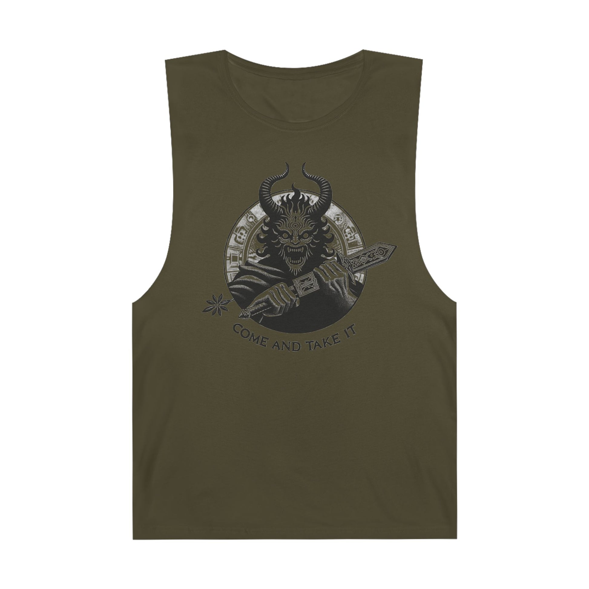 Come and Take It Demon Sleeveless Tee-Gothic Tank Top – Edgy Graphic Sleeveless Tee, Alternative Style