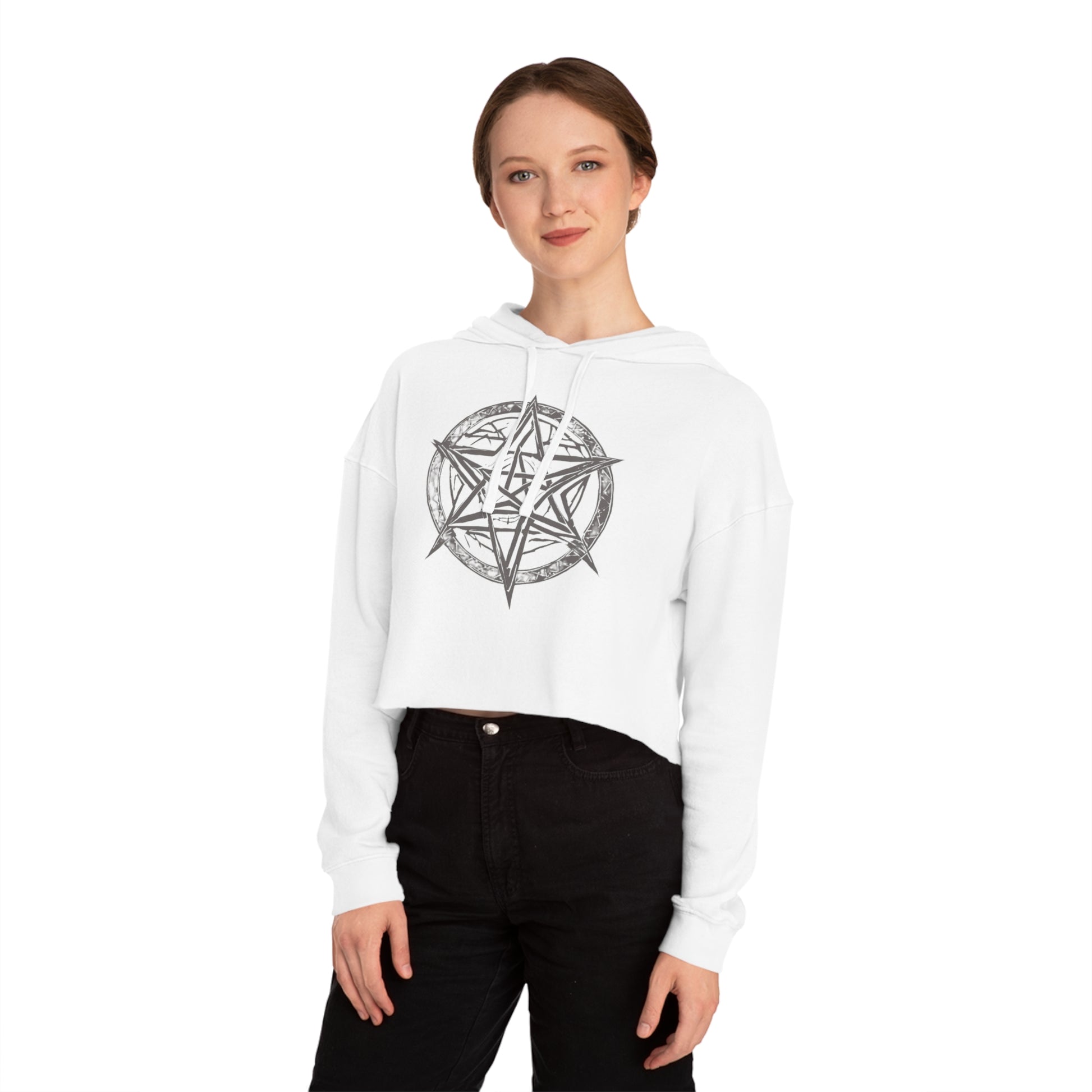 Pentagram Womens Cropped Hooded Sweatshirt