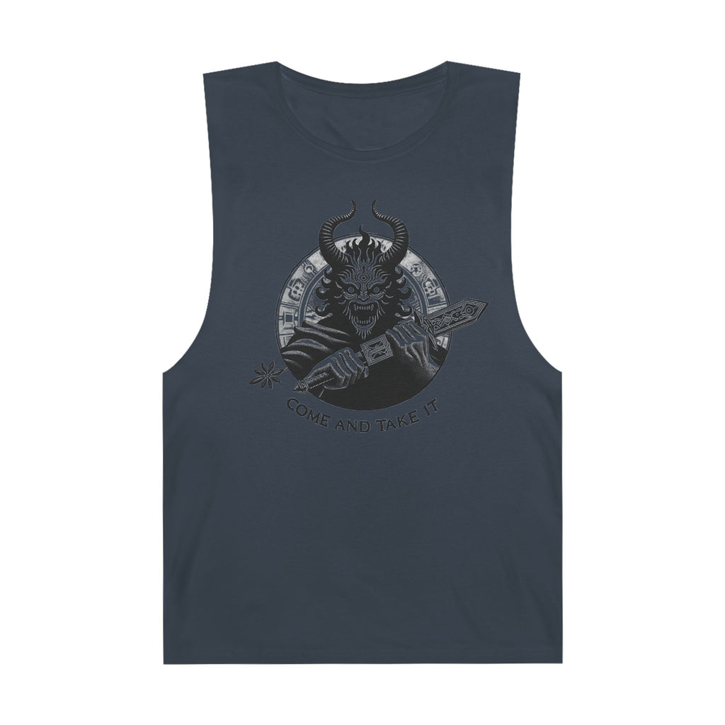 Come and Take It Demon Sleeveless Tee-Gothic Tank Top – Edgy Graphic Sleeveless Tee, Alternative Style