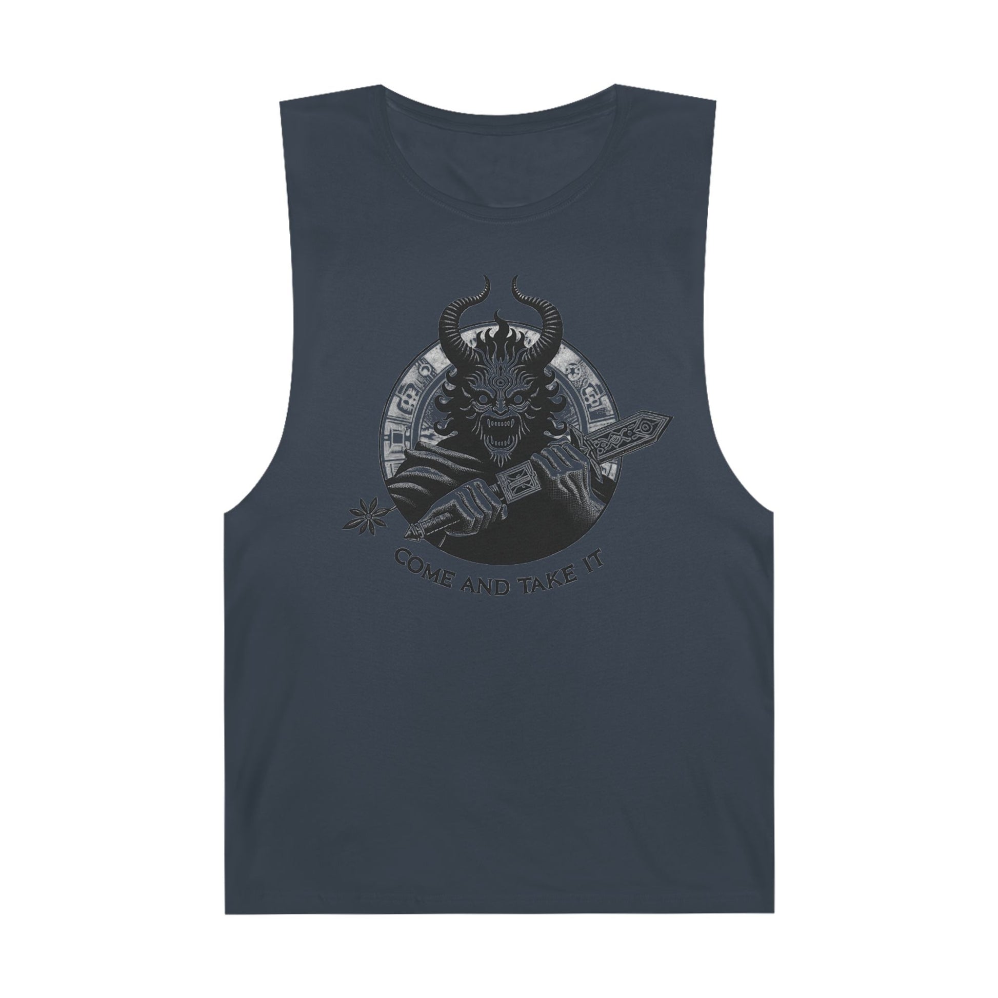 Come and Take It Demon Sleeveless Tee-Gothic Tank Top – Edgy Graphic Sleeveless Tee, Alternative Style