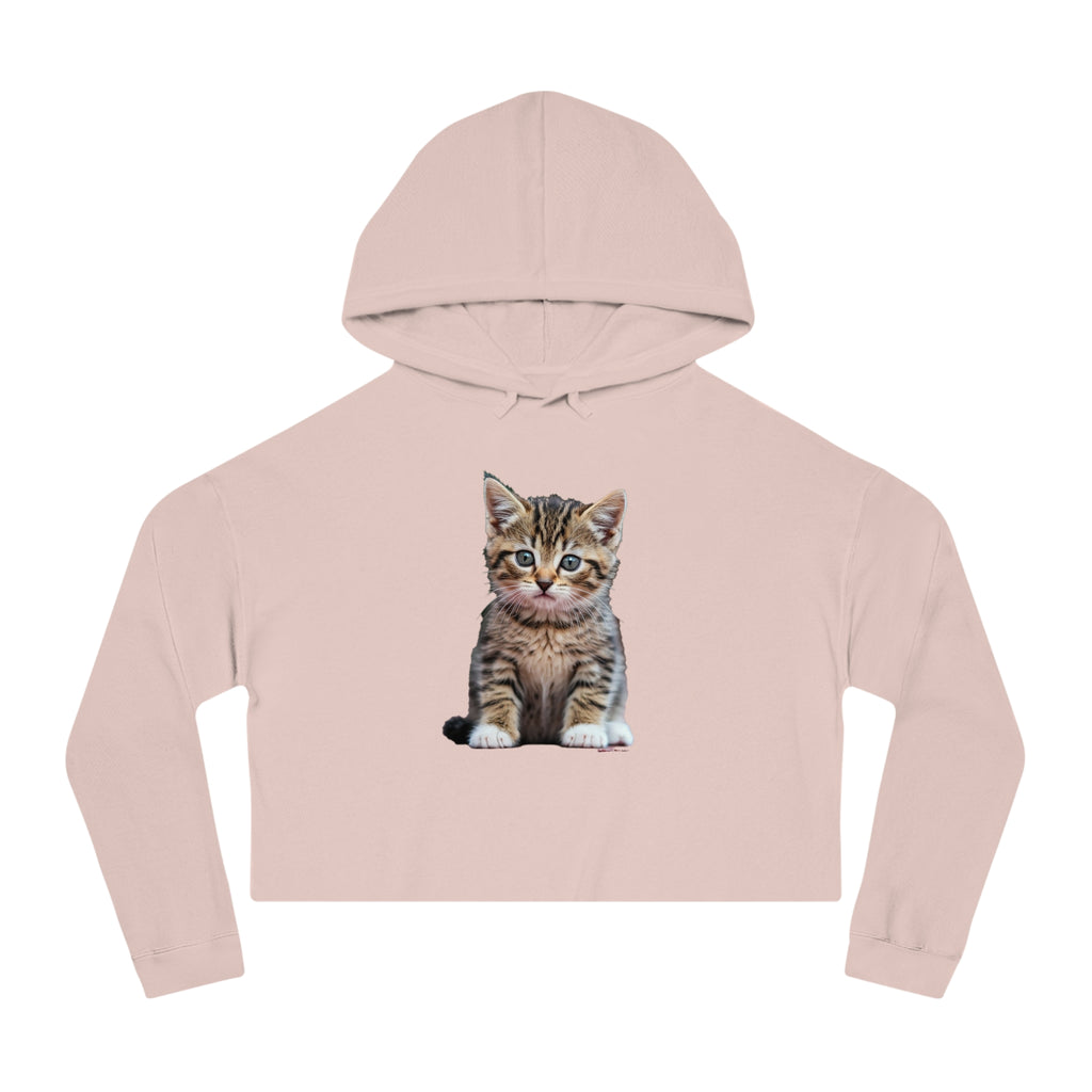 Cute Kitty Womens Cropped Hooded Sweatshirt