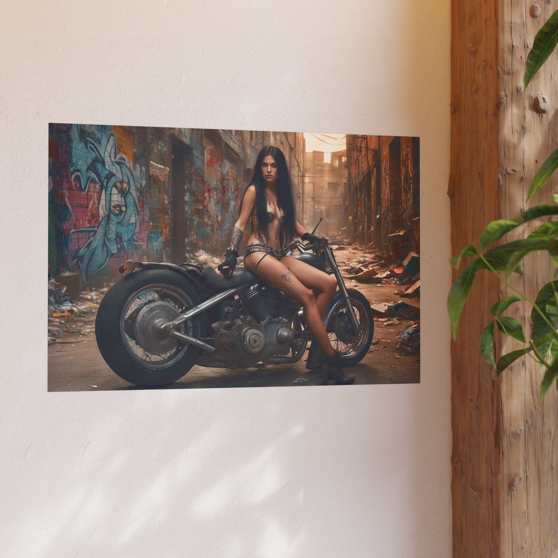 Dystopian Biker Girl Satin and Archival Matte Poster