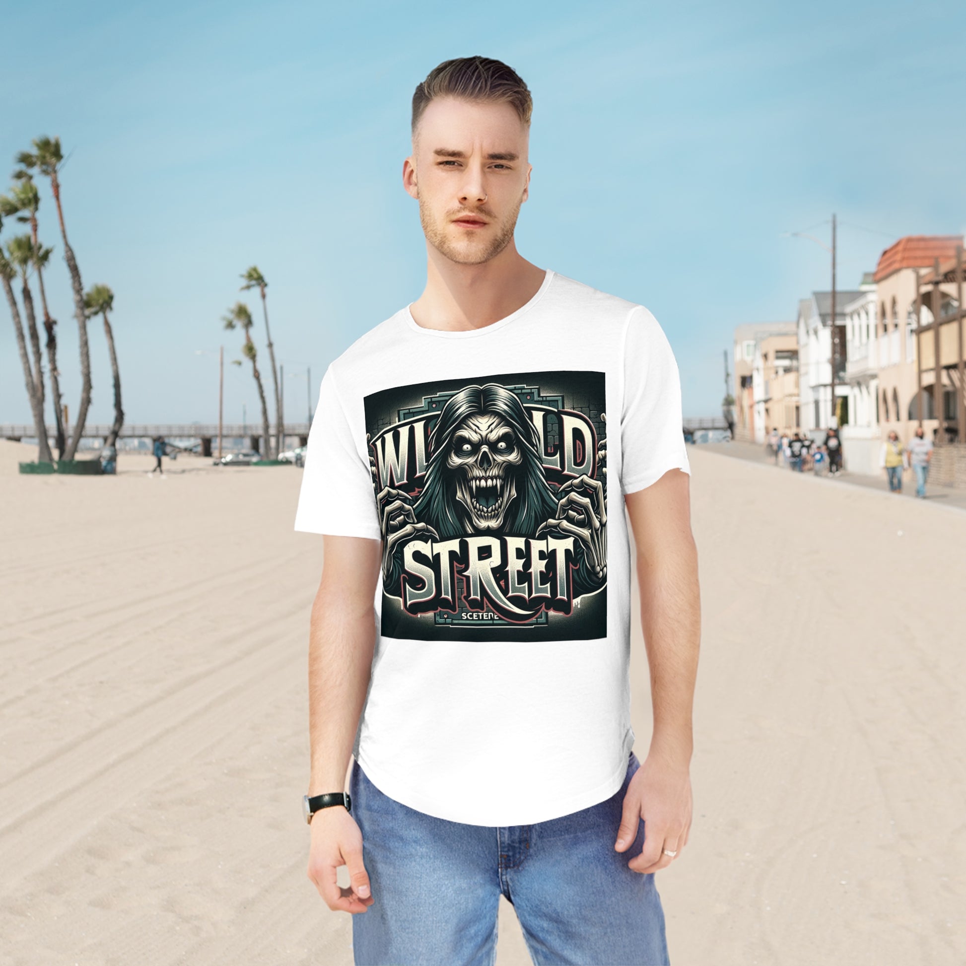 WILD STREET DEMON-Men's Jersey Curved Hem Tee