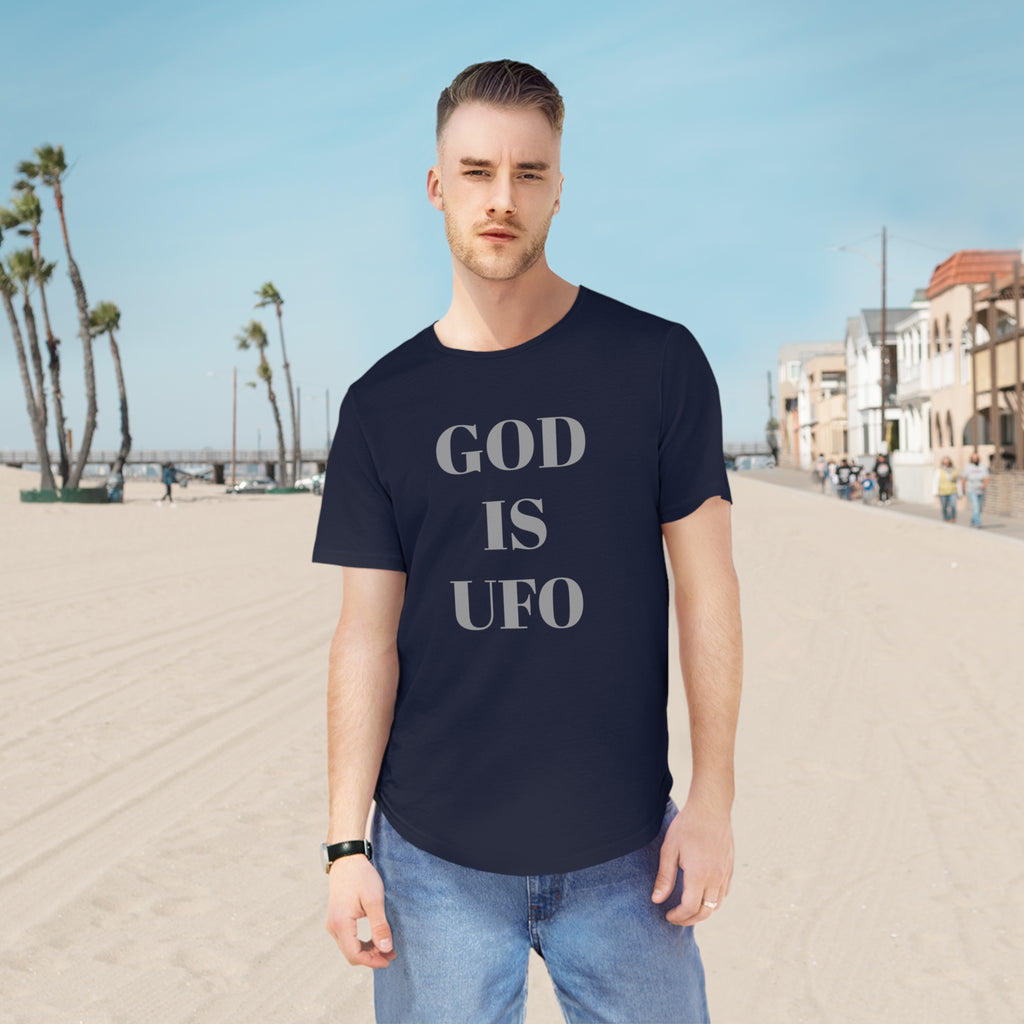 God is UFO Men's Jersey Curved Hem Tee