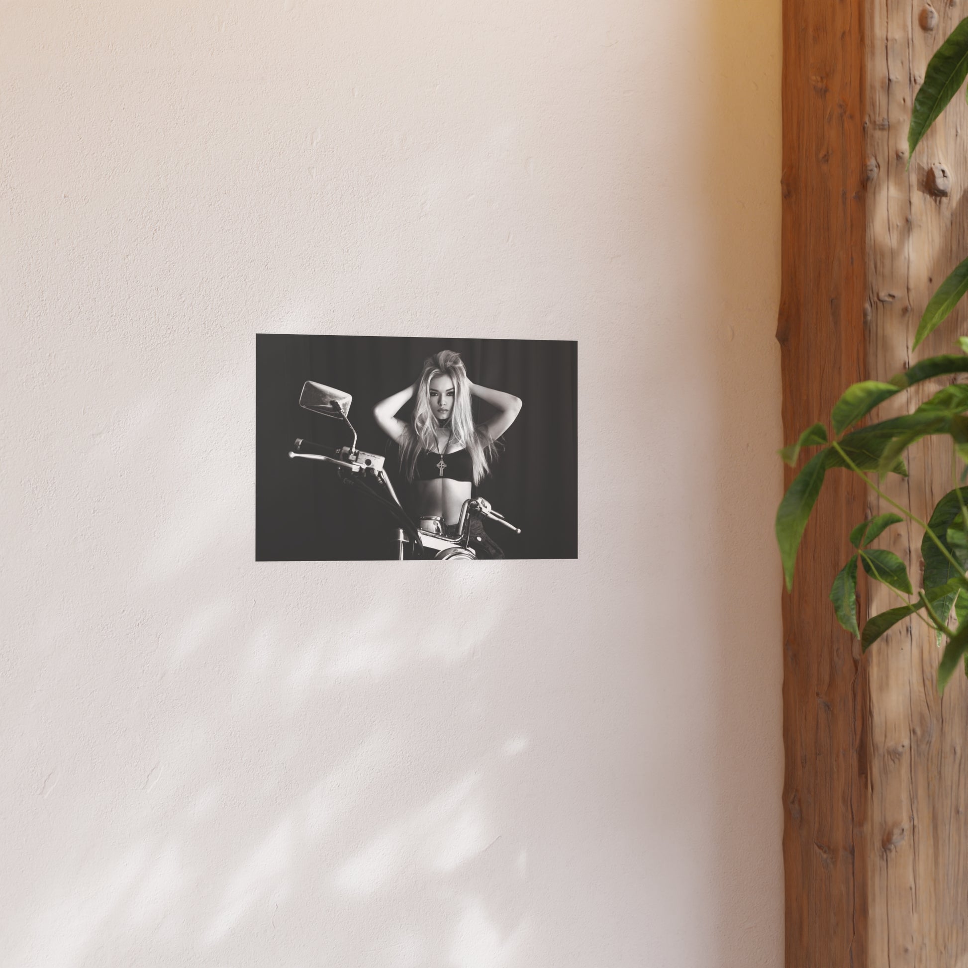 Blonde Biker Babe Satin and Archival Matte Poster