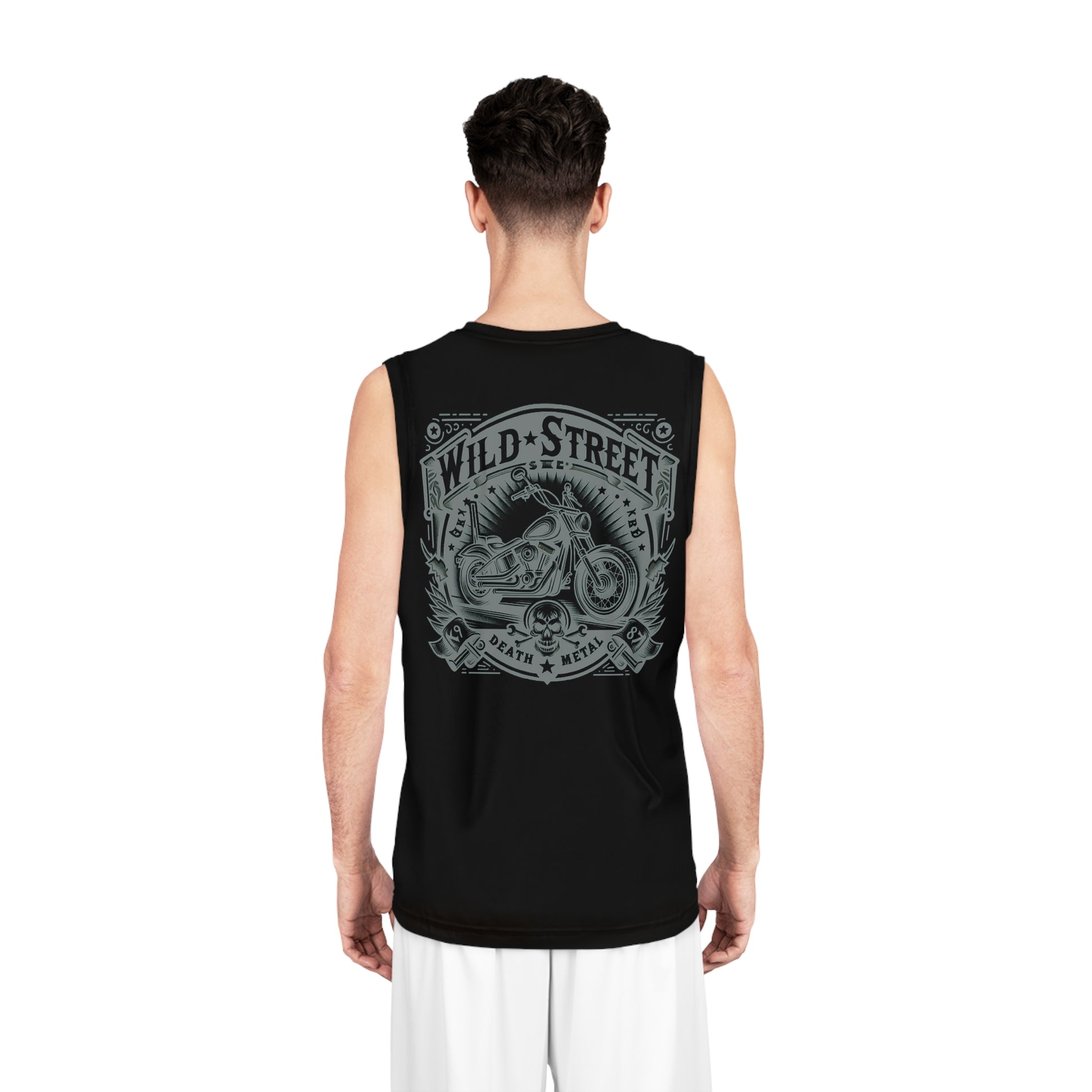 Wild Street Death Metal Biker Basketball Jersey (AOP)