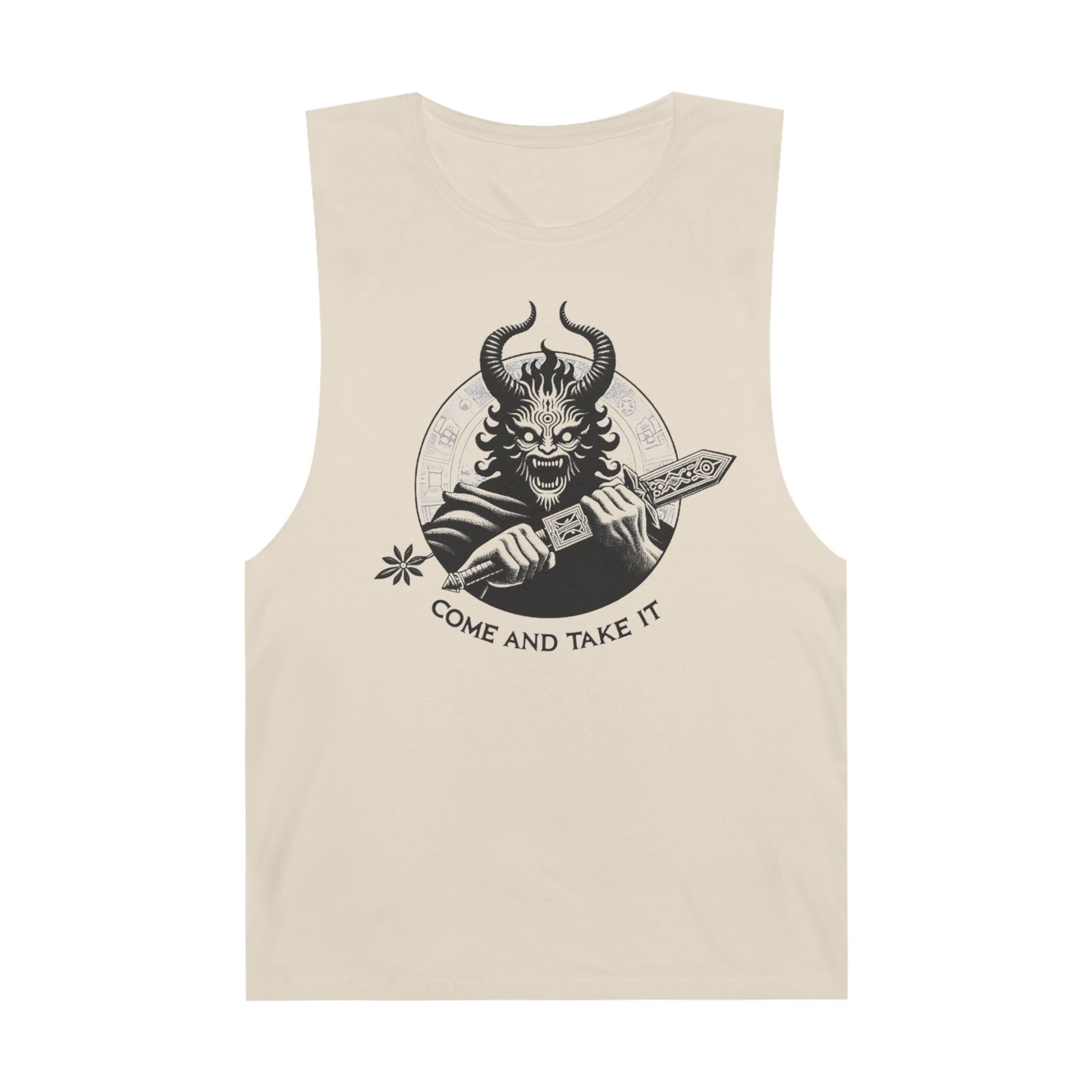 Come and Take It Demon Sleeveless Tee-Gothic Tank Top – Edgy Graphic Sleeveless Tee, Alternative Style