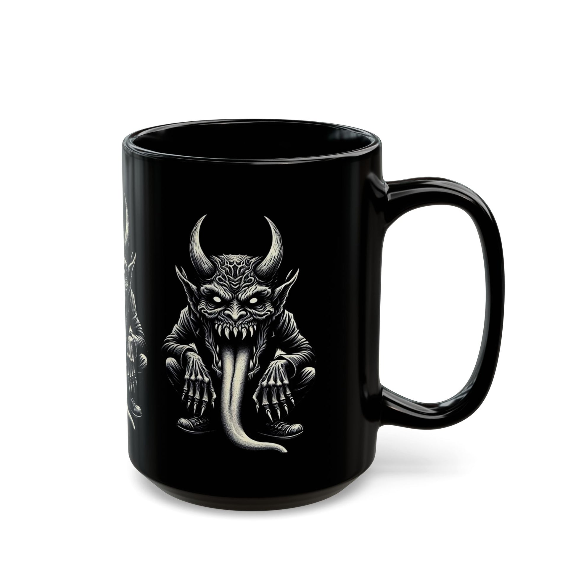 Gothic Demon Mug with Horned Creature Design