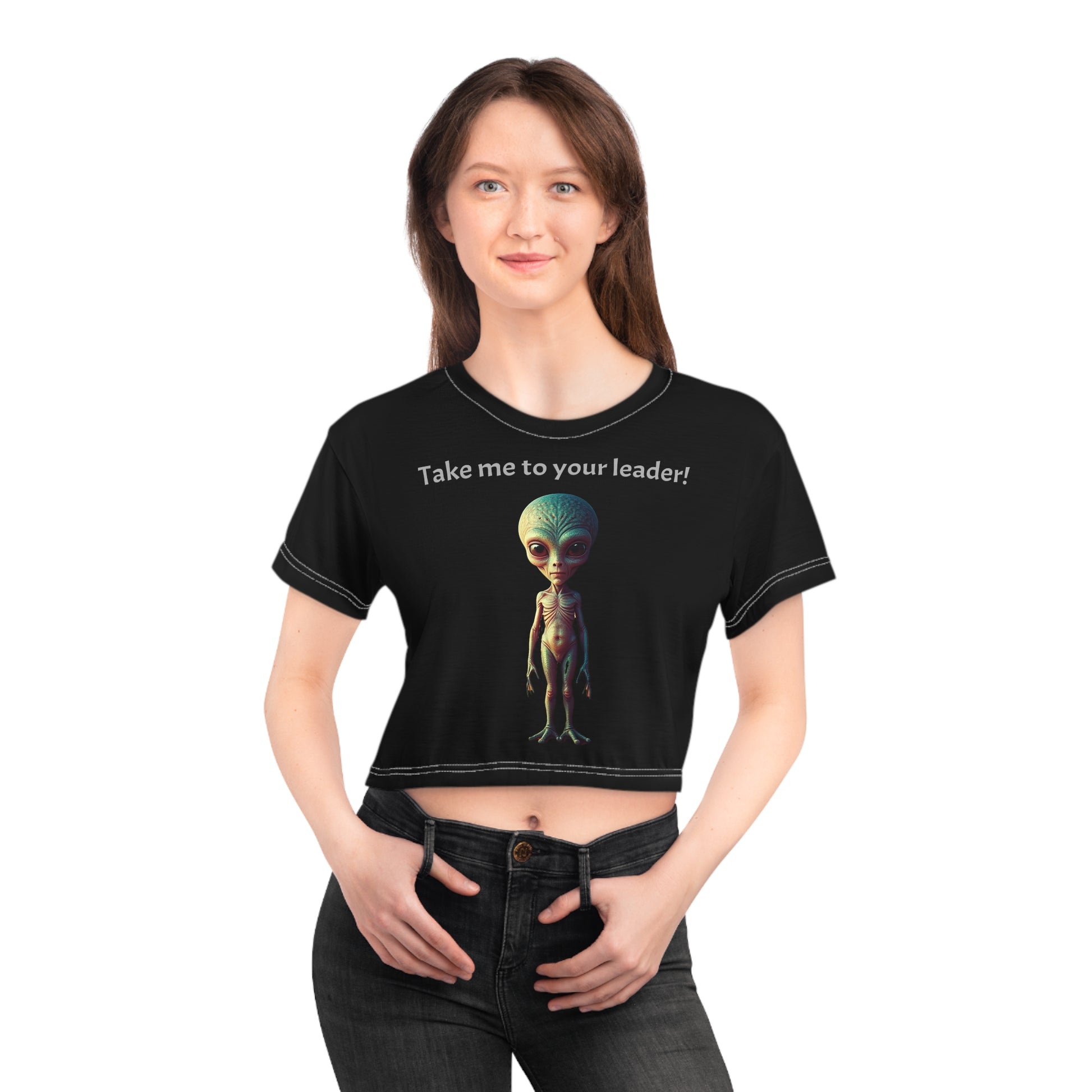 Space Alien Crop Tee (AOP)