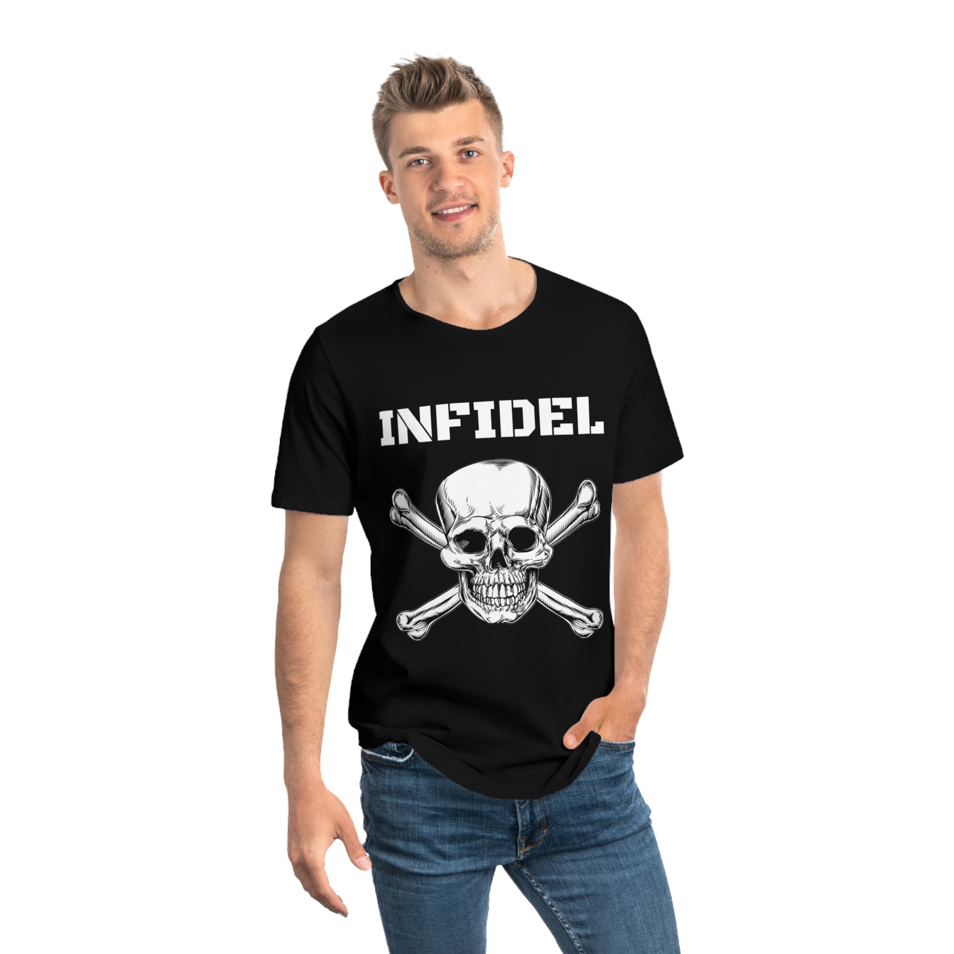 Skull and Crossbones-Infidel Skull Design, Casual Streetwear, Edgy Style, Unique Fashion Statement