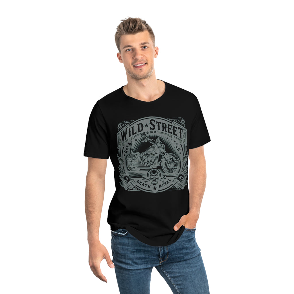 WILD STREET BIKER-Men's Jersey Curved Hem Tee in Black