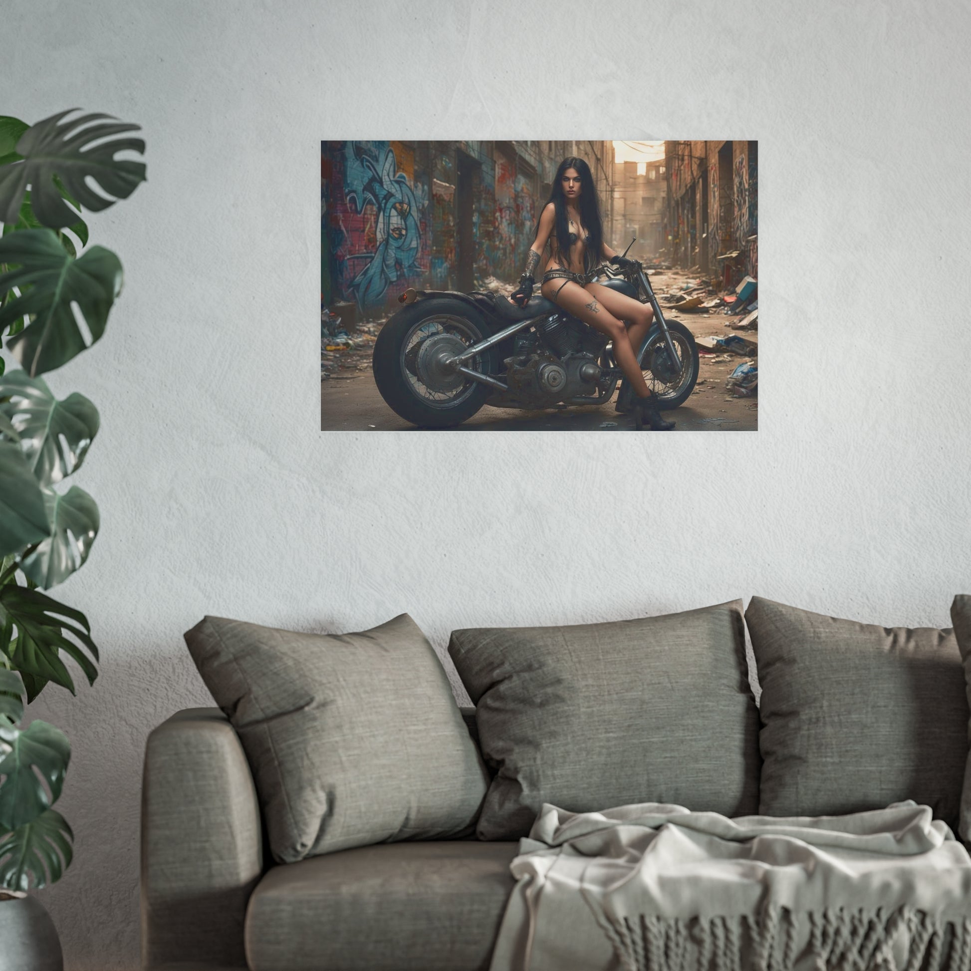 Dystopian Biker Girl Satin and Archival Matte Poster