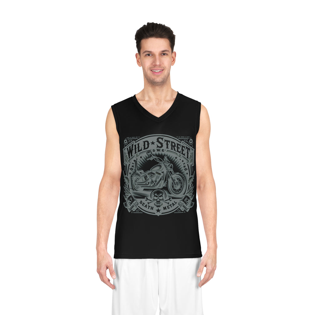 Wild Street Death Metal Biker Basketball Jersey (AOP)