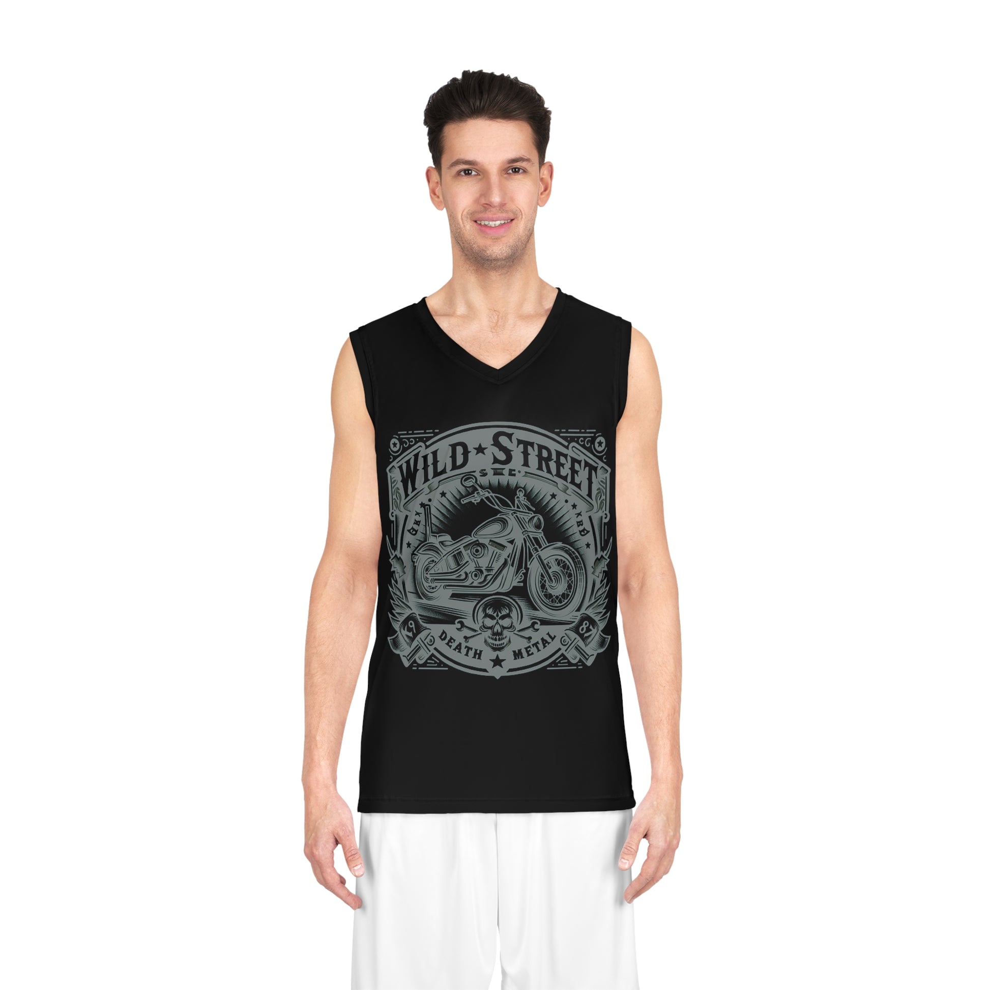 Wild Street Death Metal Biker Basketball Jersey (AOP)