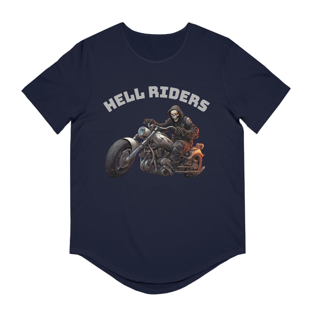 Hell Riders-Men's Jersey Curved Hem Tee, Biker Shirt, Hell Riders Tee, Motorcycle Apparel