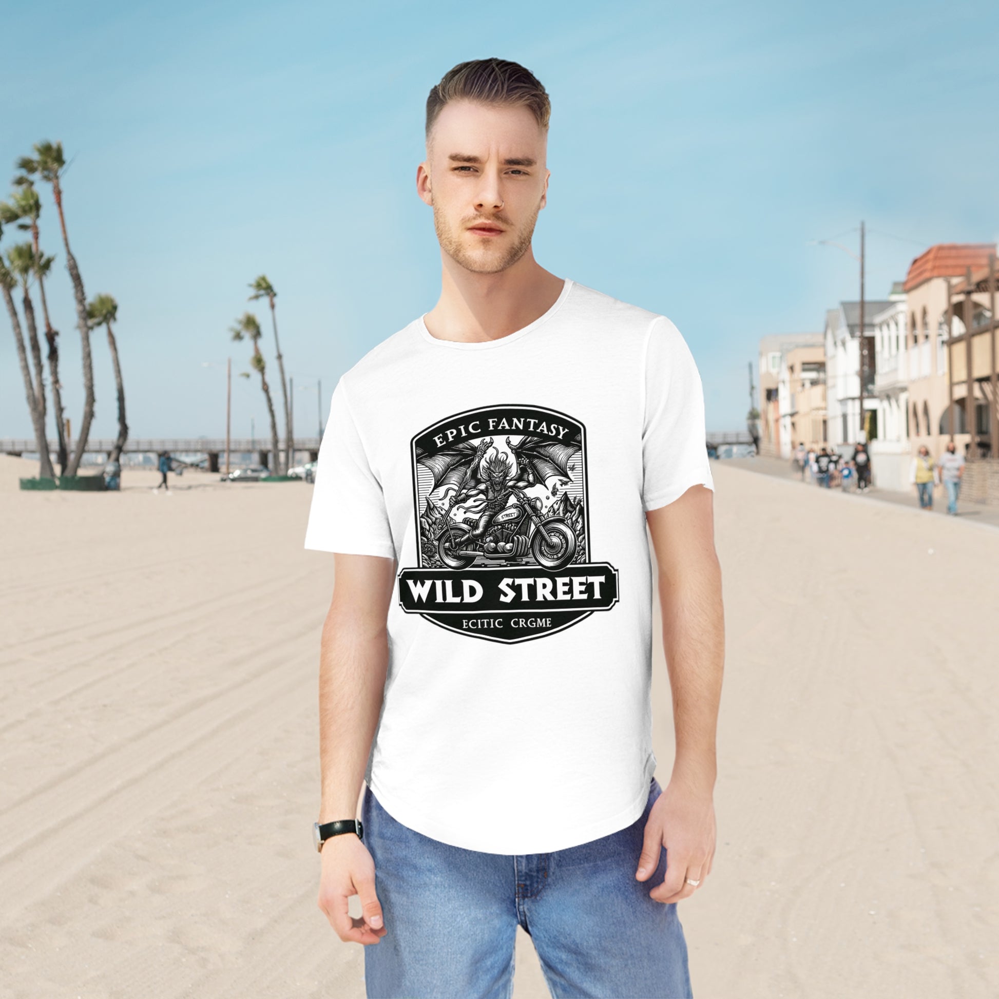 EPIC FANTASY-Men's Jersey Curved Hem Tee
