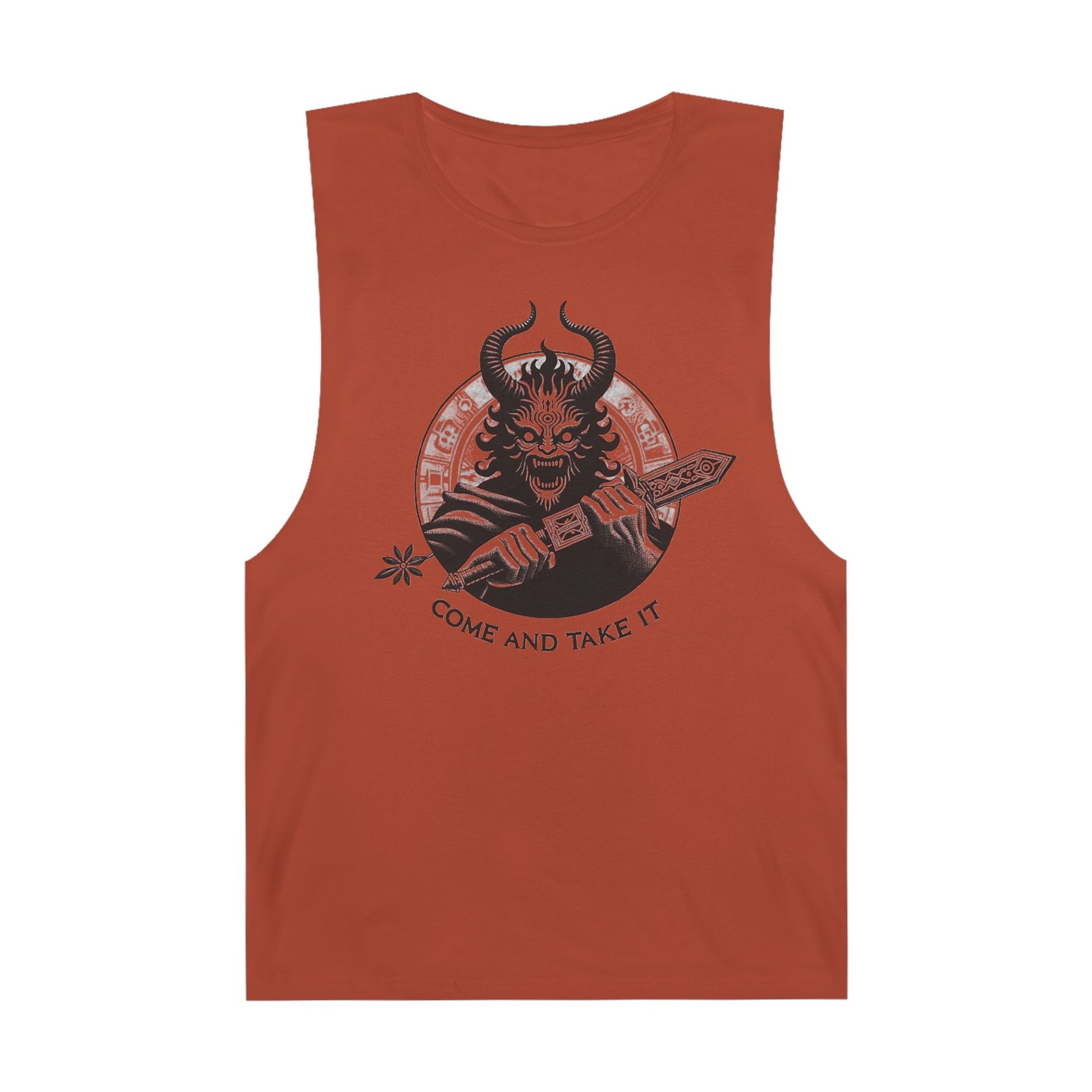 Come and Take It Demon Sleeveless Tee-Gothic Tank Top – Edgy Graphic Sleeveless Tee, Alternative Style
