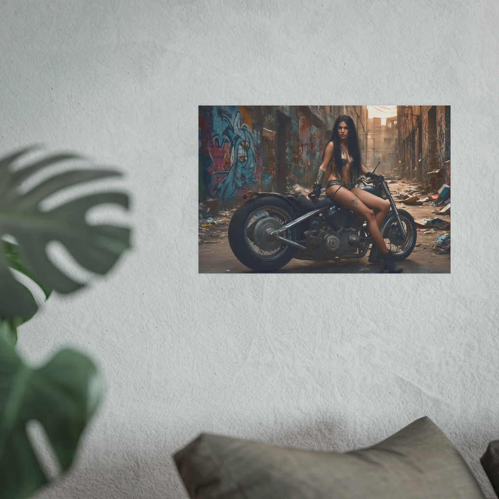 Dystopian Biker Girl Satin and Archival Matte Poster