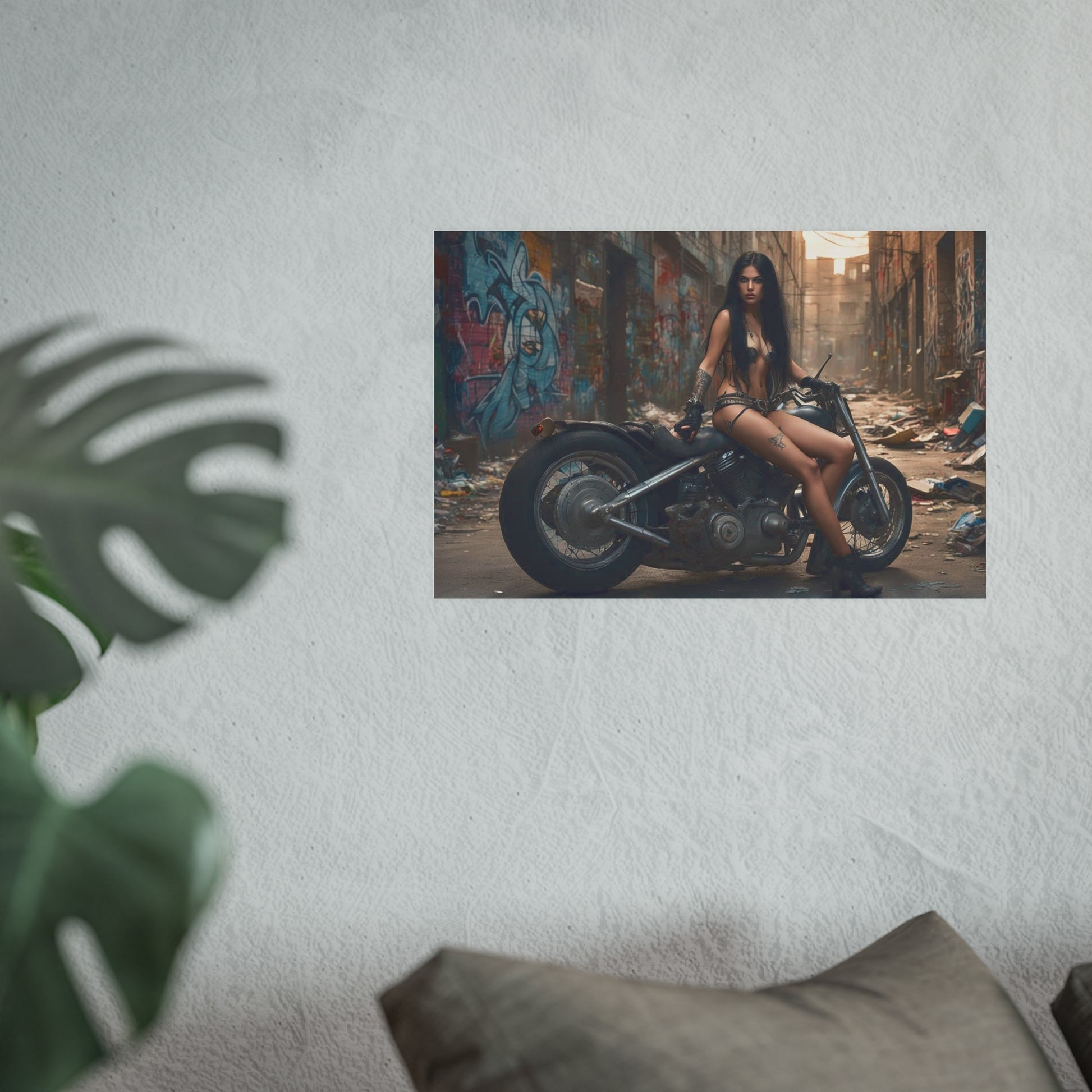 Dystopian Biker Girl Satin and Archival Matte Poster