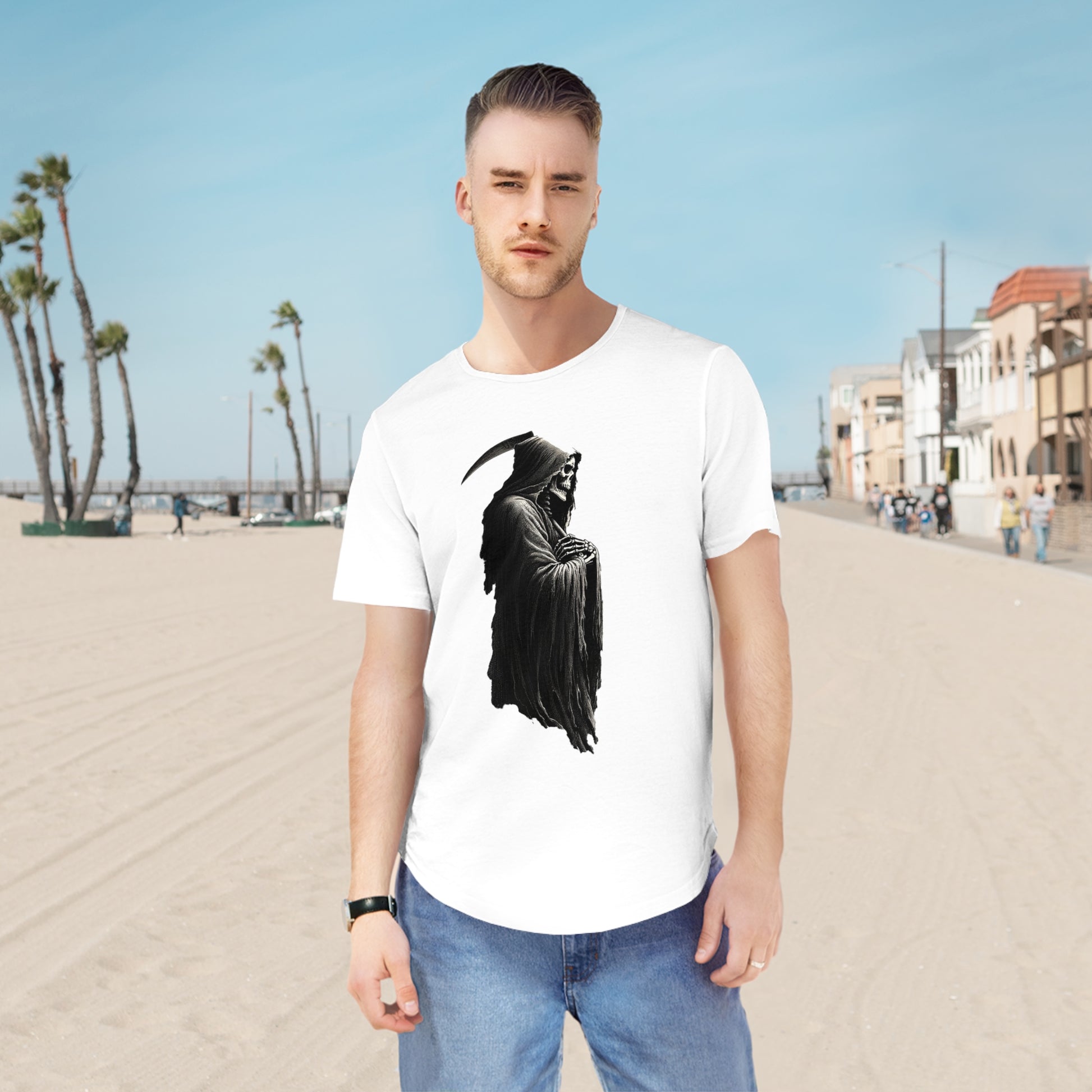 The Grim Reaper of Death-Men's Jersey Curved Hem Tee