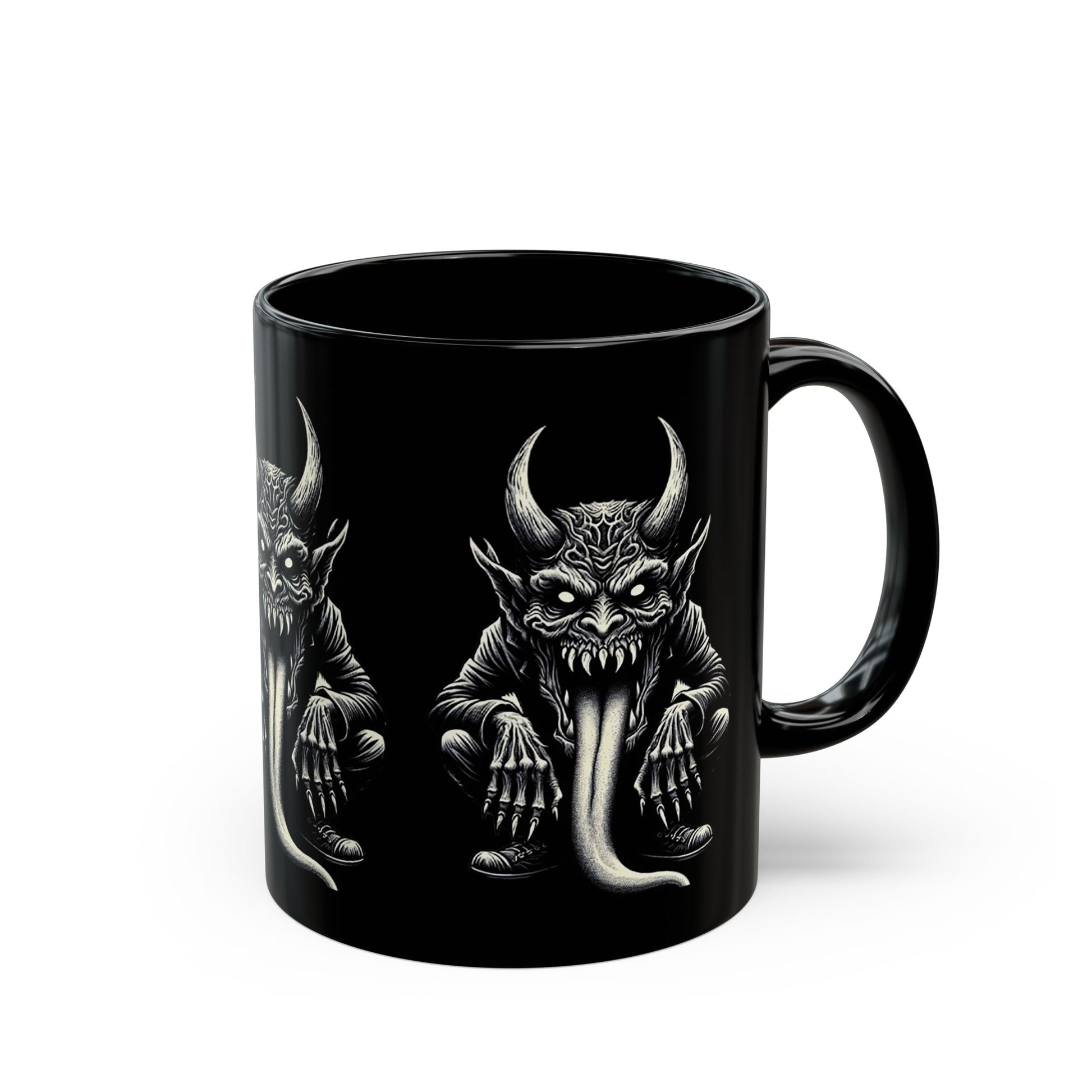 Gothic Demon Mug with Horned Creature Design