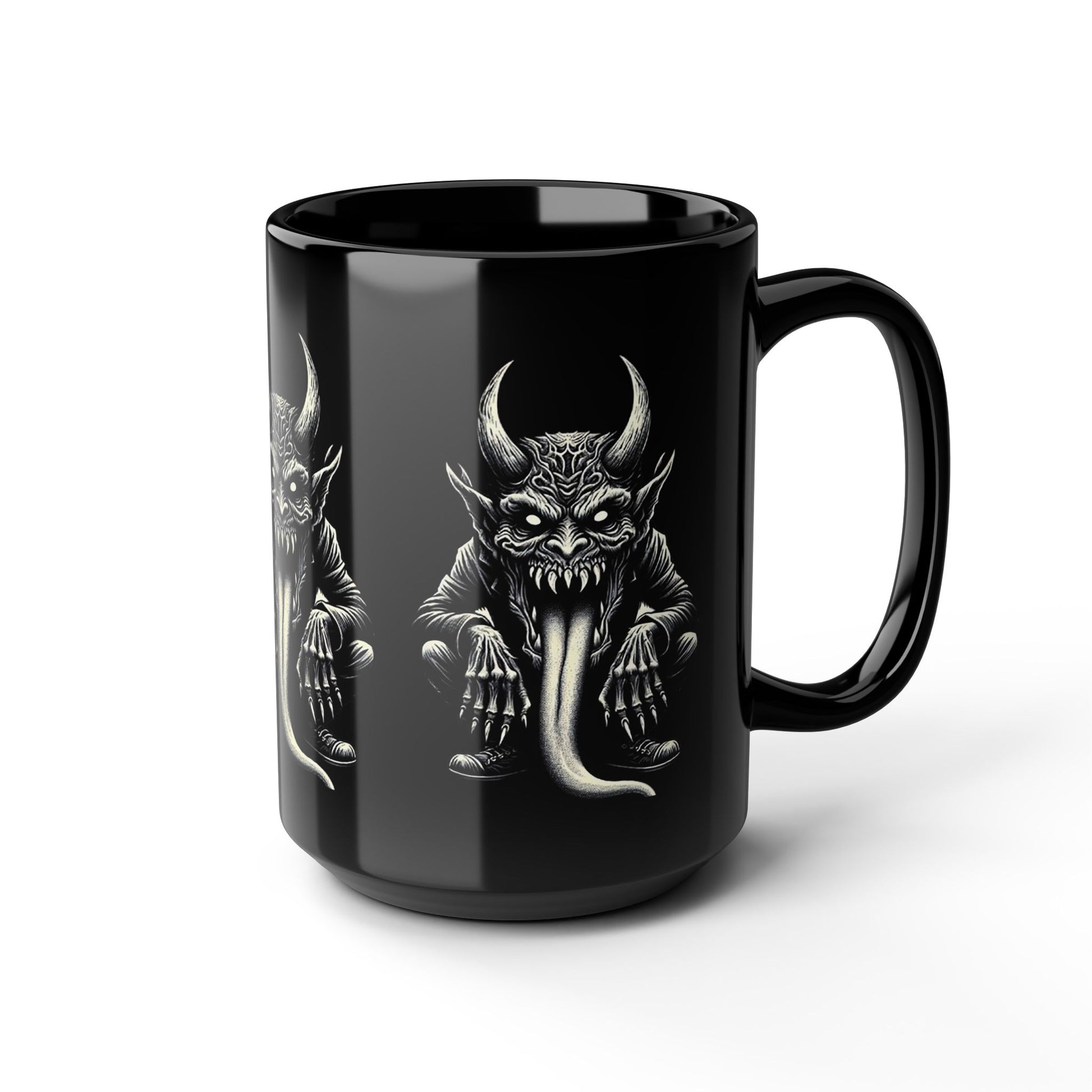 Gothic Demon Mug with Horned Creature Design