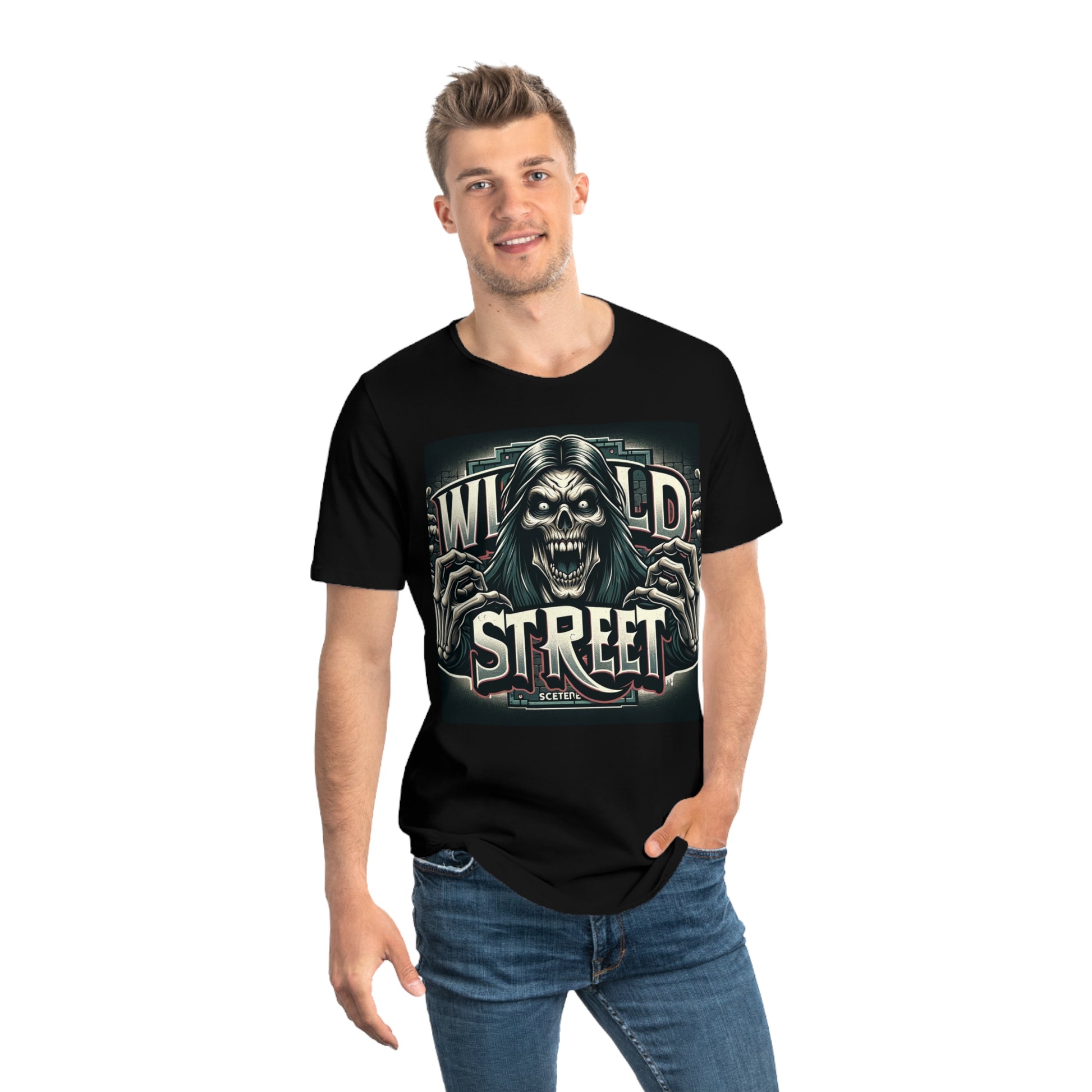 WILD STREET DEMON-Men's Jersey Curved Hem Tee