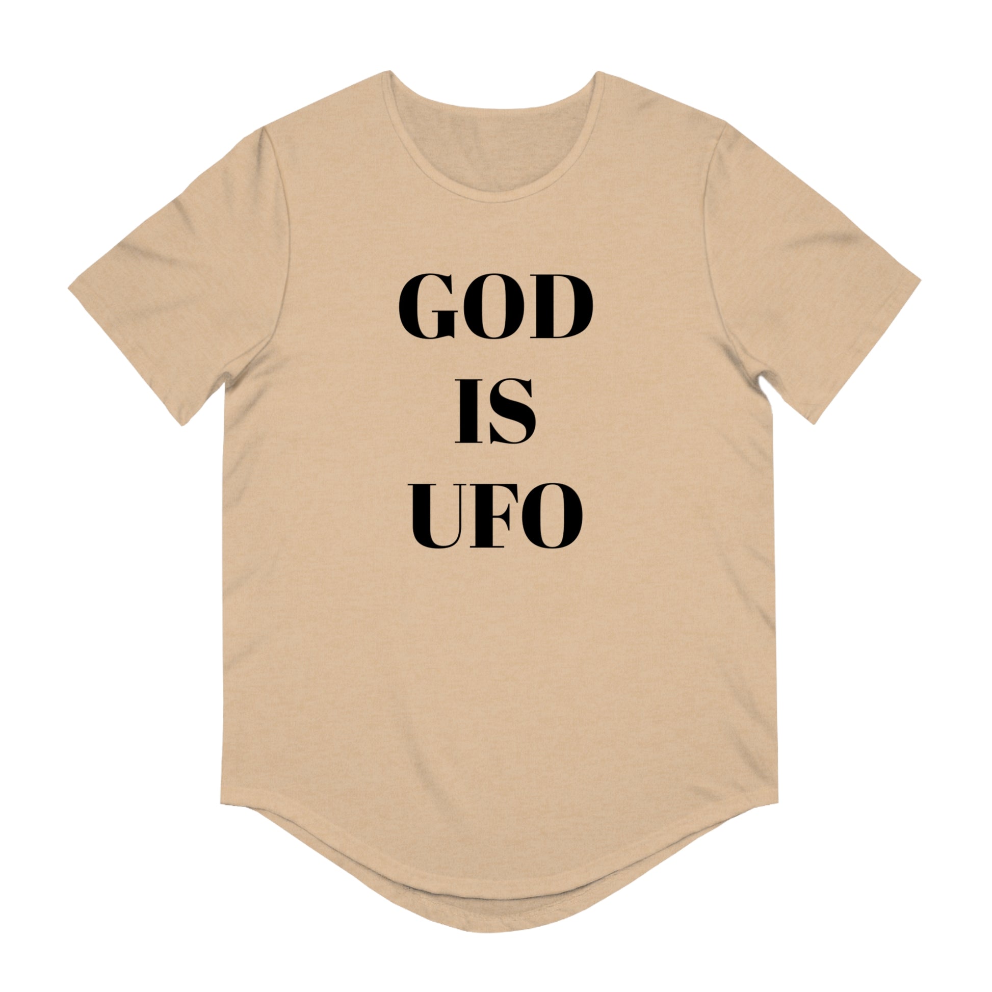 God is UFO Men's Jersey Curved Hem Tee