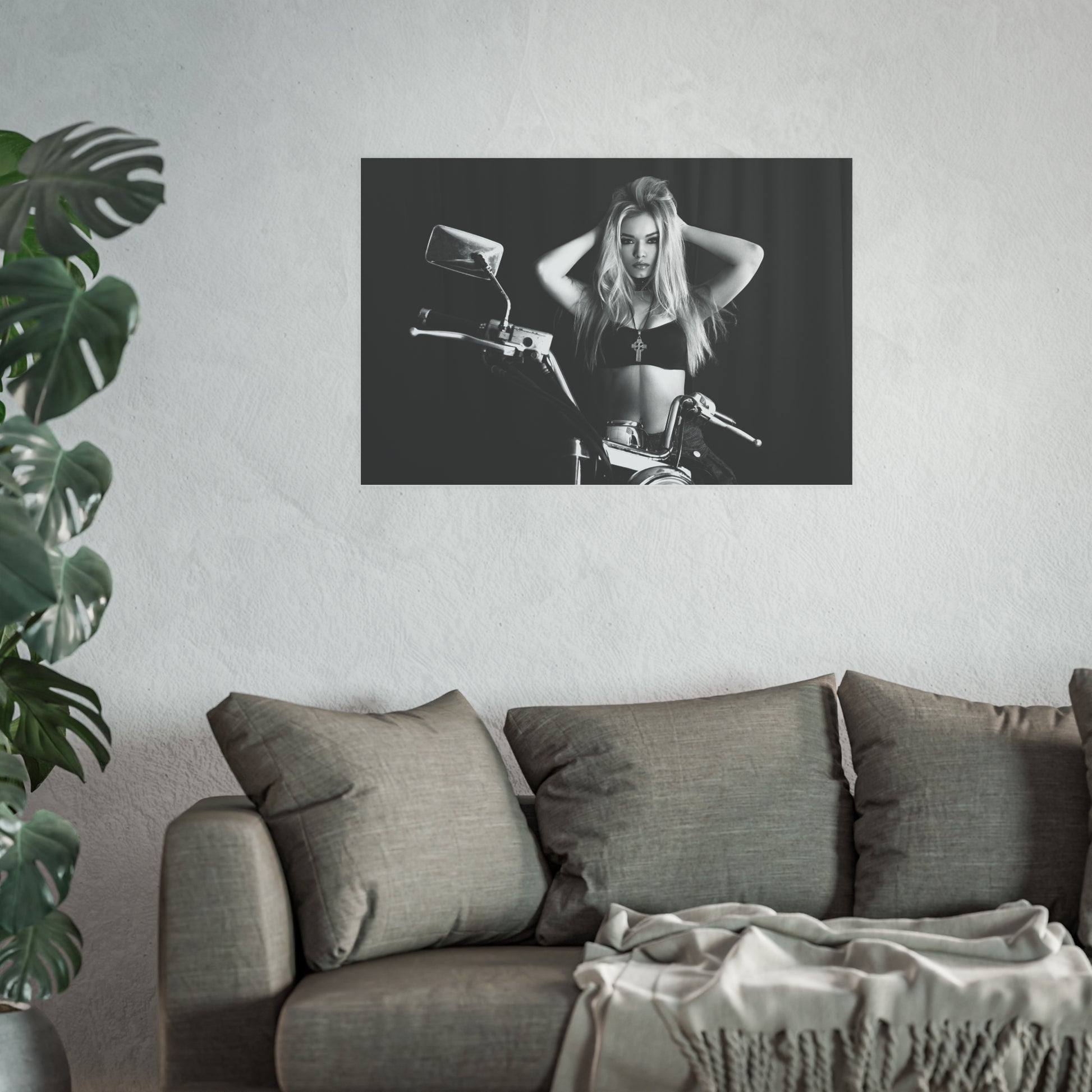 Blonde Biker Babe Satin and Archival Matte Poster