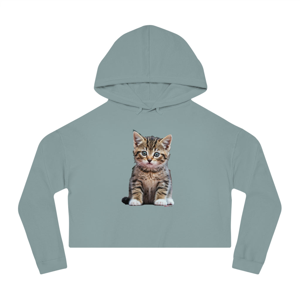 Cute Kitty Womens Cropped Hooded Sweatshirt