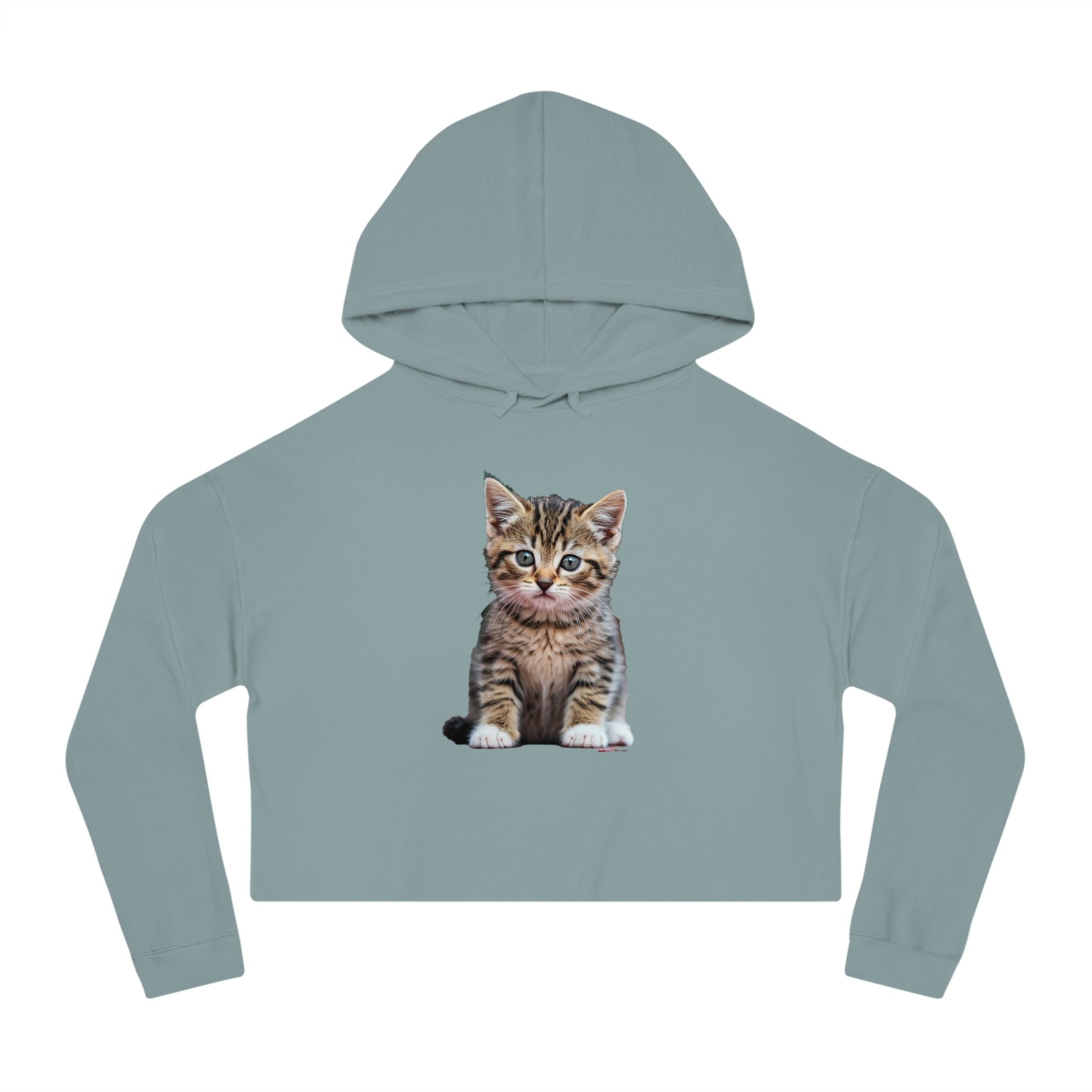 Cute Kitty Womens Cropped Hooded Sweatshirt