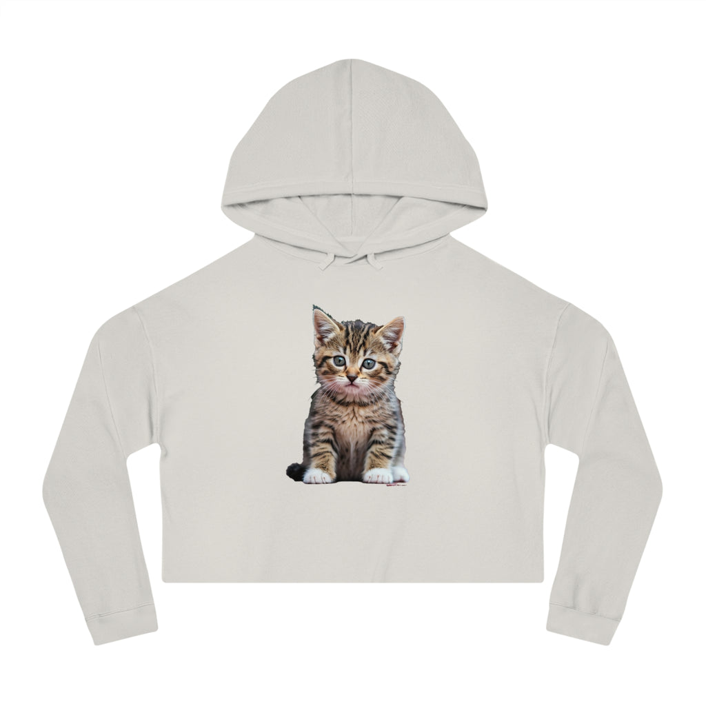 Cute Kitty Womens Cropped Hooded Sweatshirt