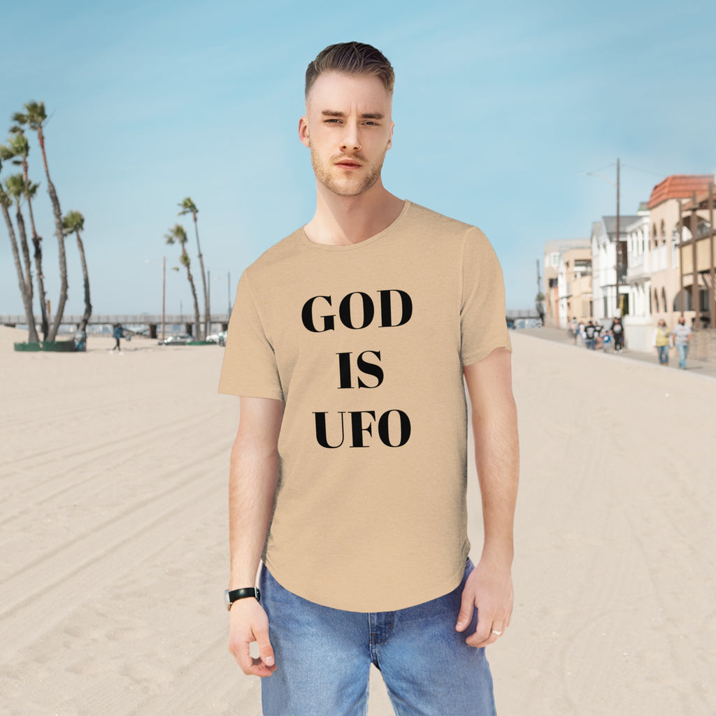 God is UFO Men's Jersey Curved Hem Tee
