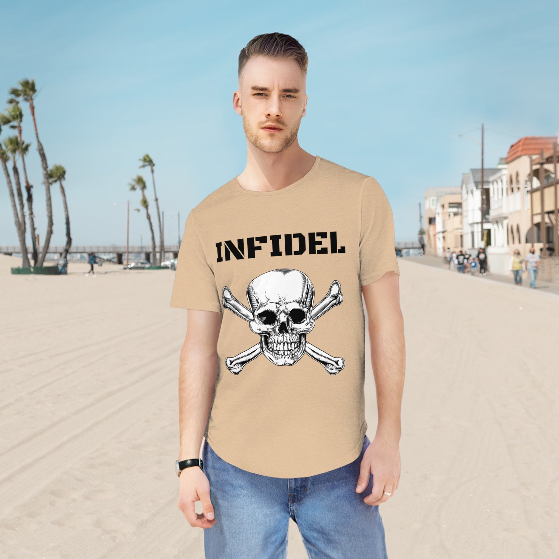 Skull and Crossbones-Infidel Skull Design, Casual Streetwear, Edgy Style, Unique Fashion Statement