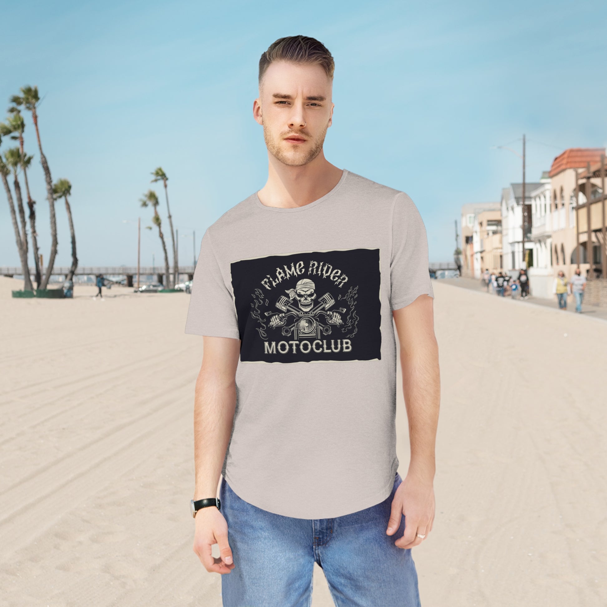 Flame Riders Moto Club Men's Jersey Curved Hem Tee