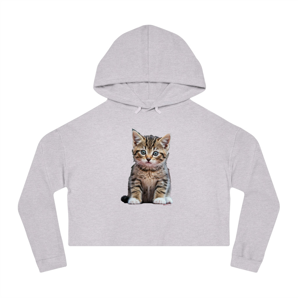 Cute Kitty Womens Cropped Hooded Sweatshirt