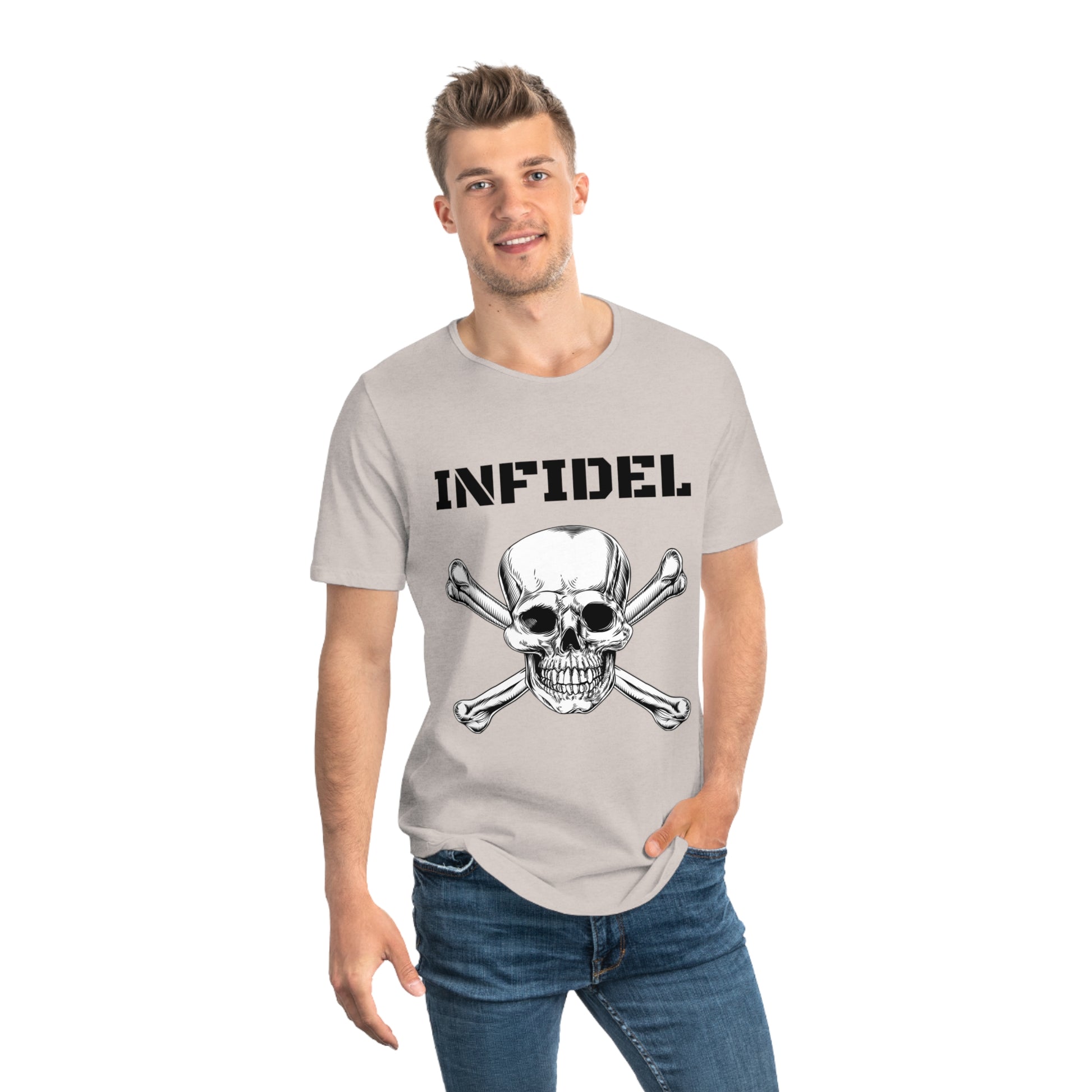 Skull and Crossbones-Infidel Skull Design, Casual Streetwear, Edgy Style, Unique Fashion Statement